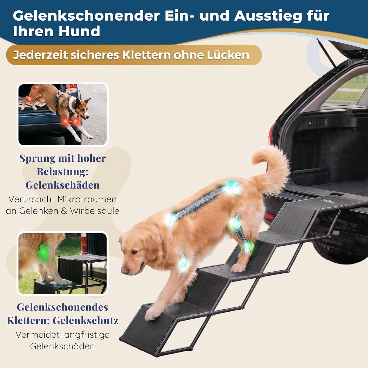 Klappbare Hundetreppe für Autos bis 65 kg, 4