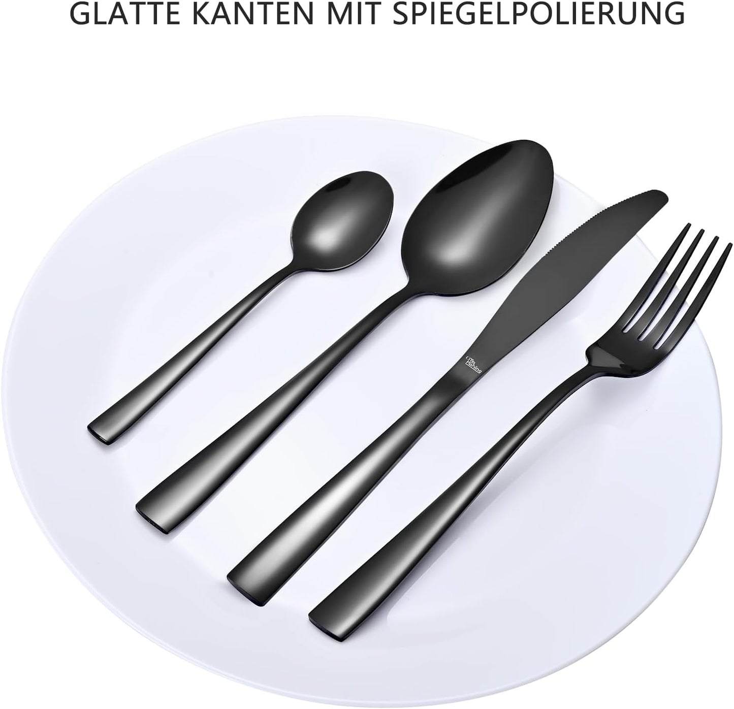 Spülmaschinenfestes Besteckset, 32 - teilig Schwarz