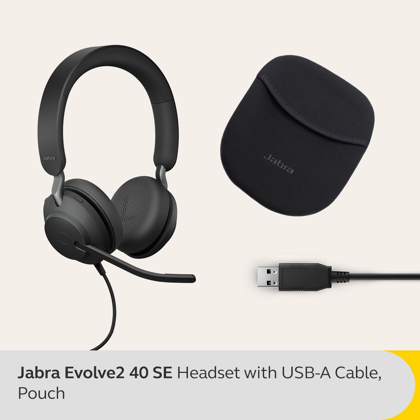 Evolve2 40 SE MS Stereo NC (USB-A), Schwarz/schiere Freude ; Neue Ausgabe; Optimiert für Microsoft Teams ; Zeitgenössisch