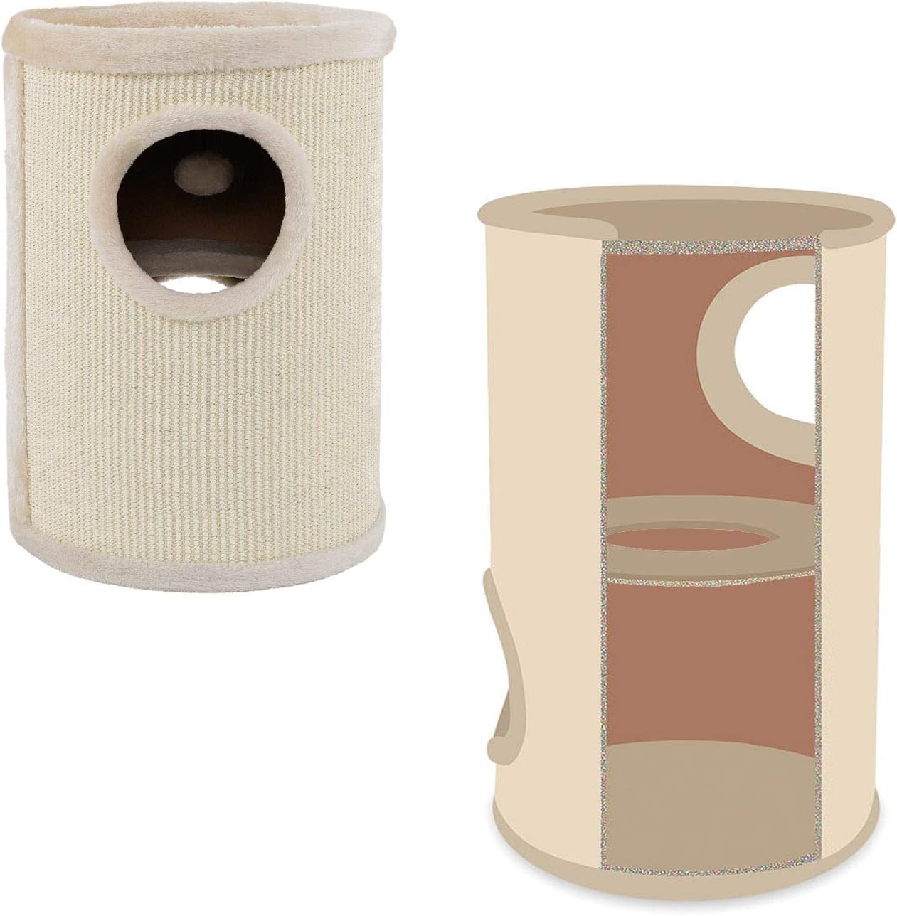 Kratztonne mit Spielball, Beige 50 cm Höhe