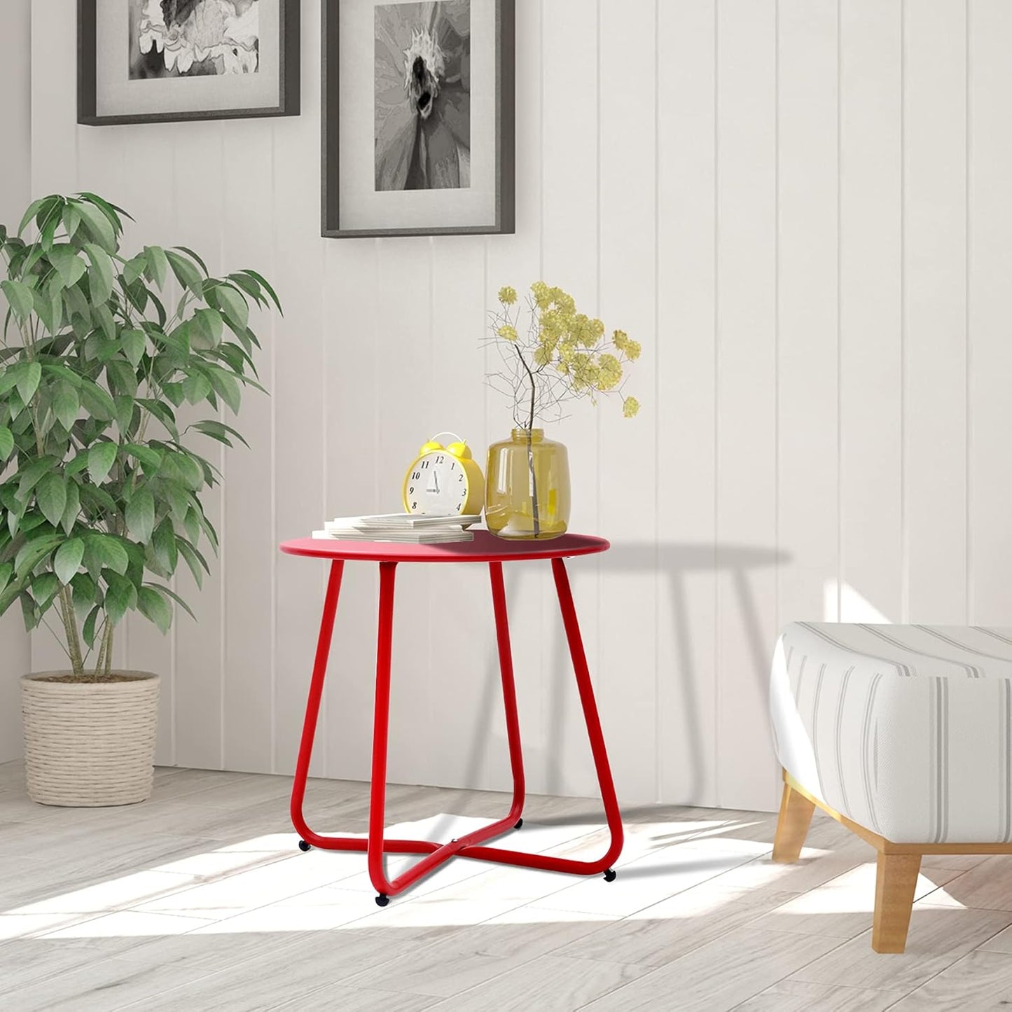 Kleiner Metall-Beistelltisch, Ø 45x45H cm Rot