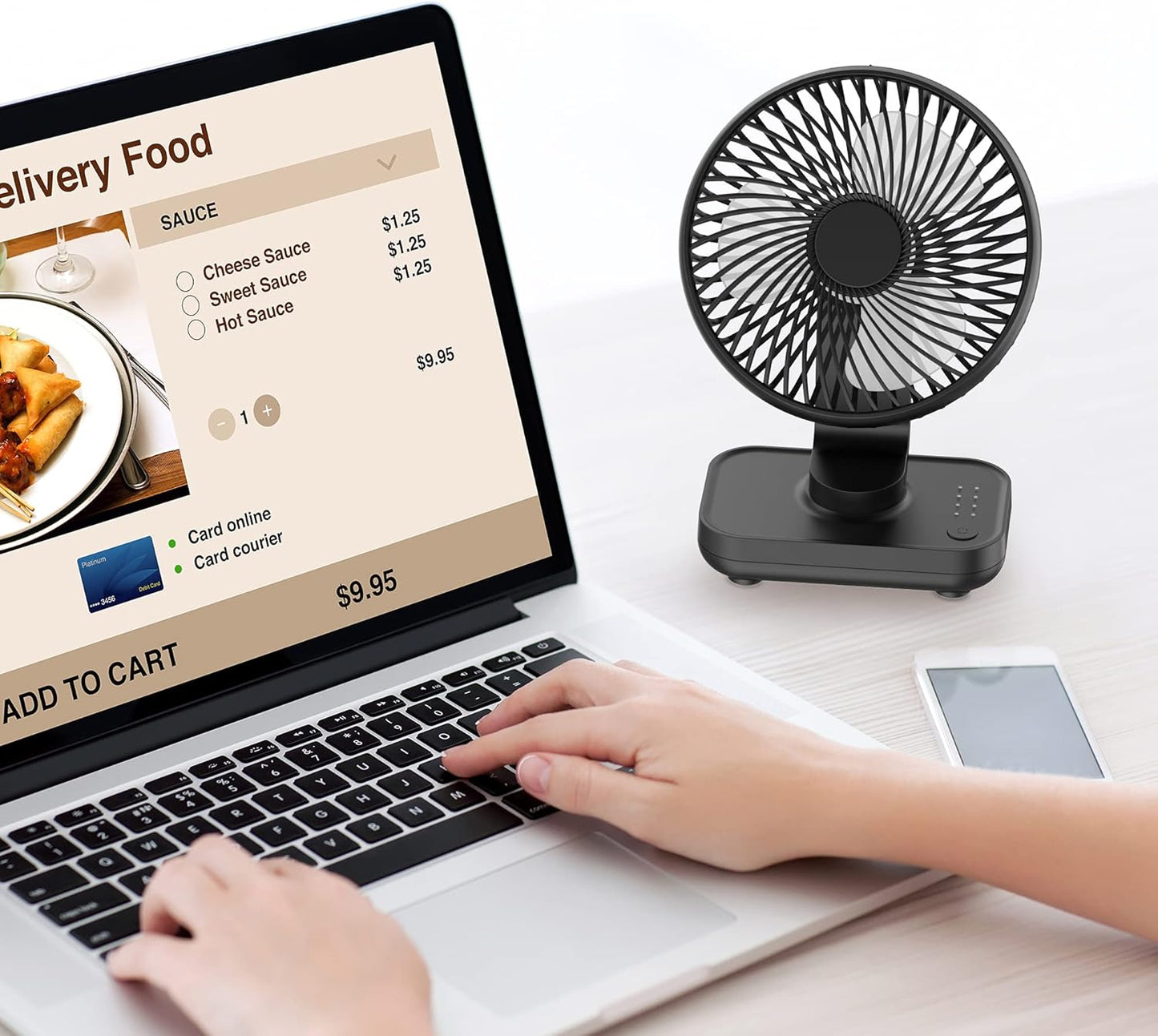 USB Mini-Tischventilator, akkubetrieben, Eisenhaltig