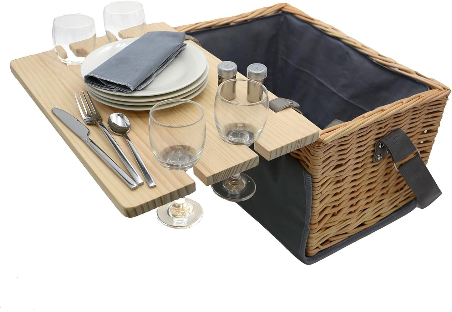 Picknickkorb-Set für 4 Personen mit Tisch und Decke
