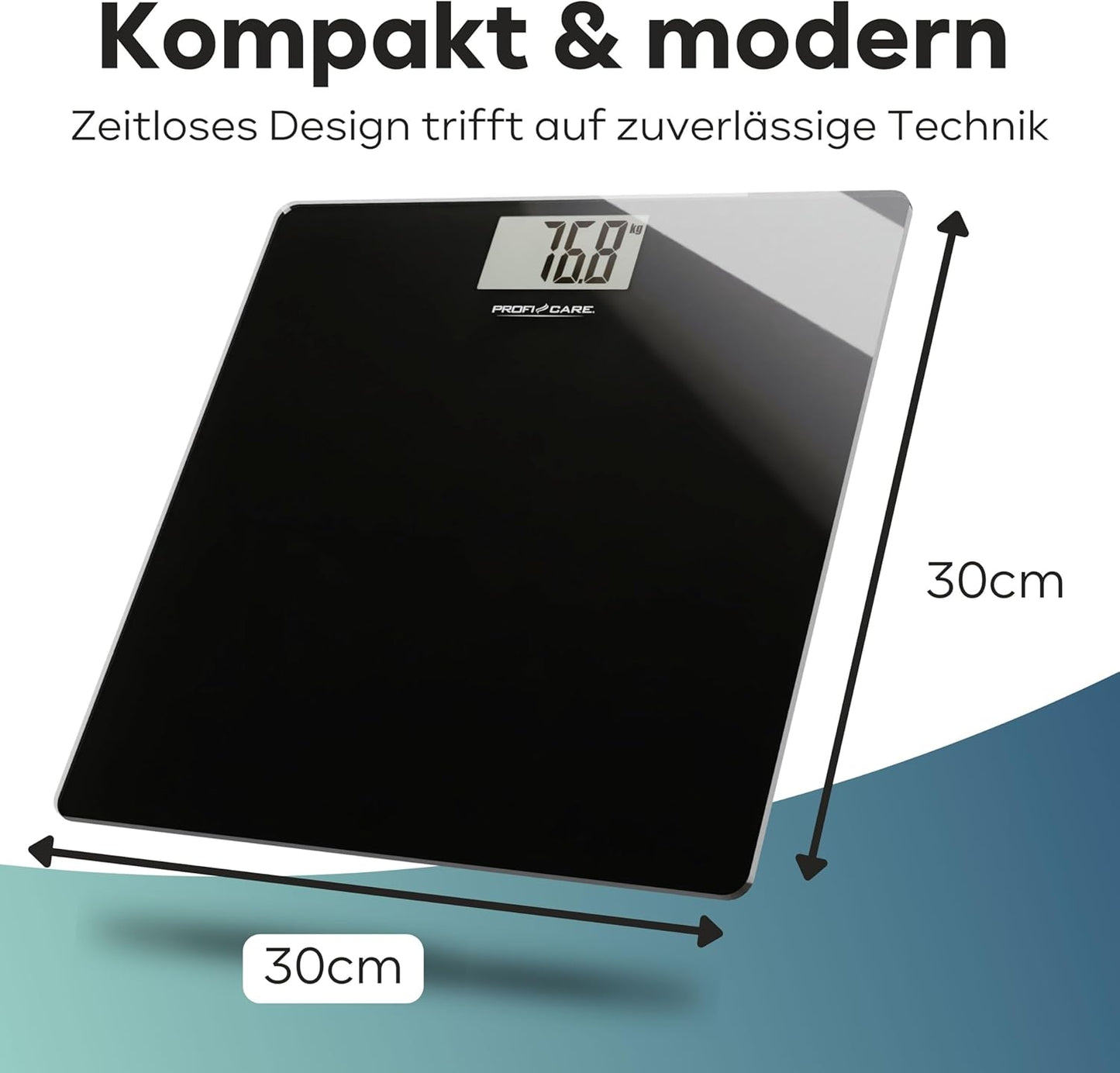 PC-PW 3122 Personenwaage mit LCD-Display, Schwarz