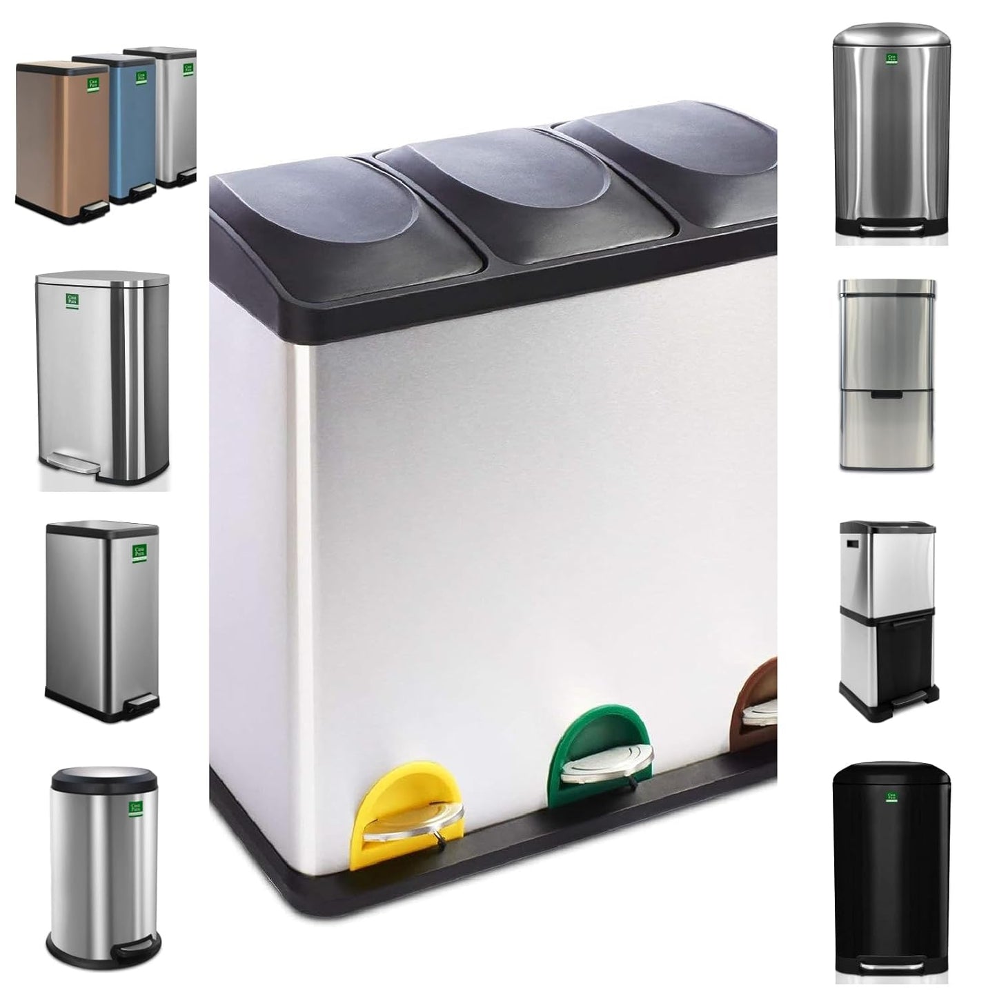 Mülltrennsystem Brandon, 3x18l, Brandon - Edelstahl 3x 18 Liter