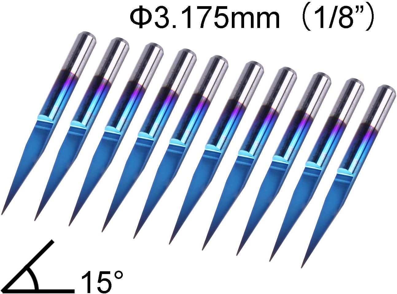 Gravierstichel Satz V-Bit, 10 Stück, 15 Grad, 0,1 mm Spitze, 15 Grad 0,1 mm Spitze
