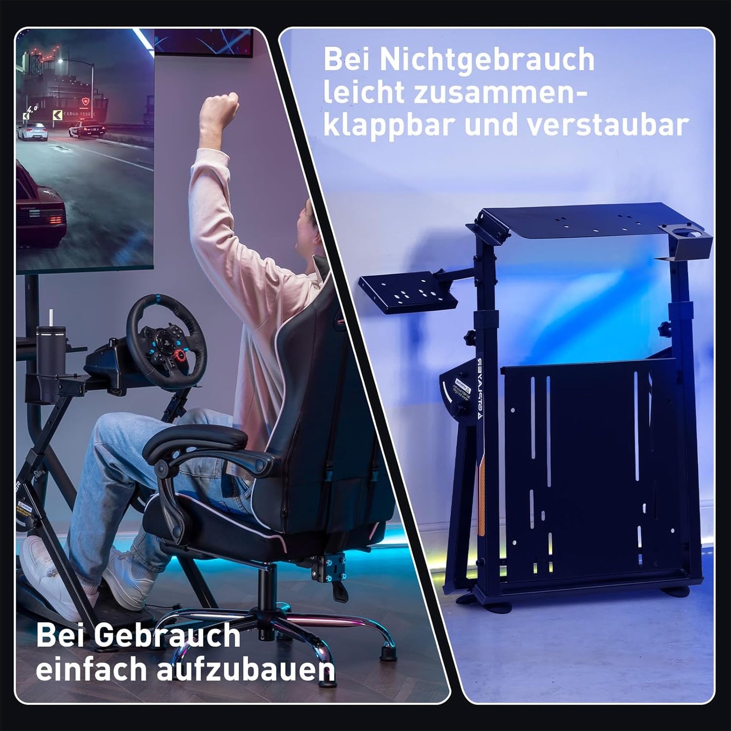 Lenkradständer für Gaming mit Schalthebelhalterung, Orange
