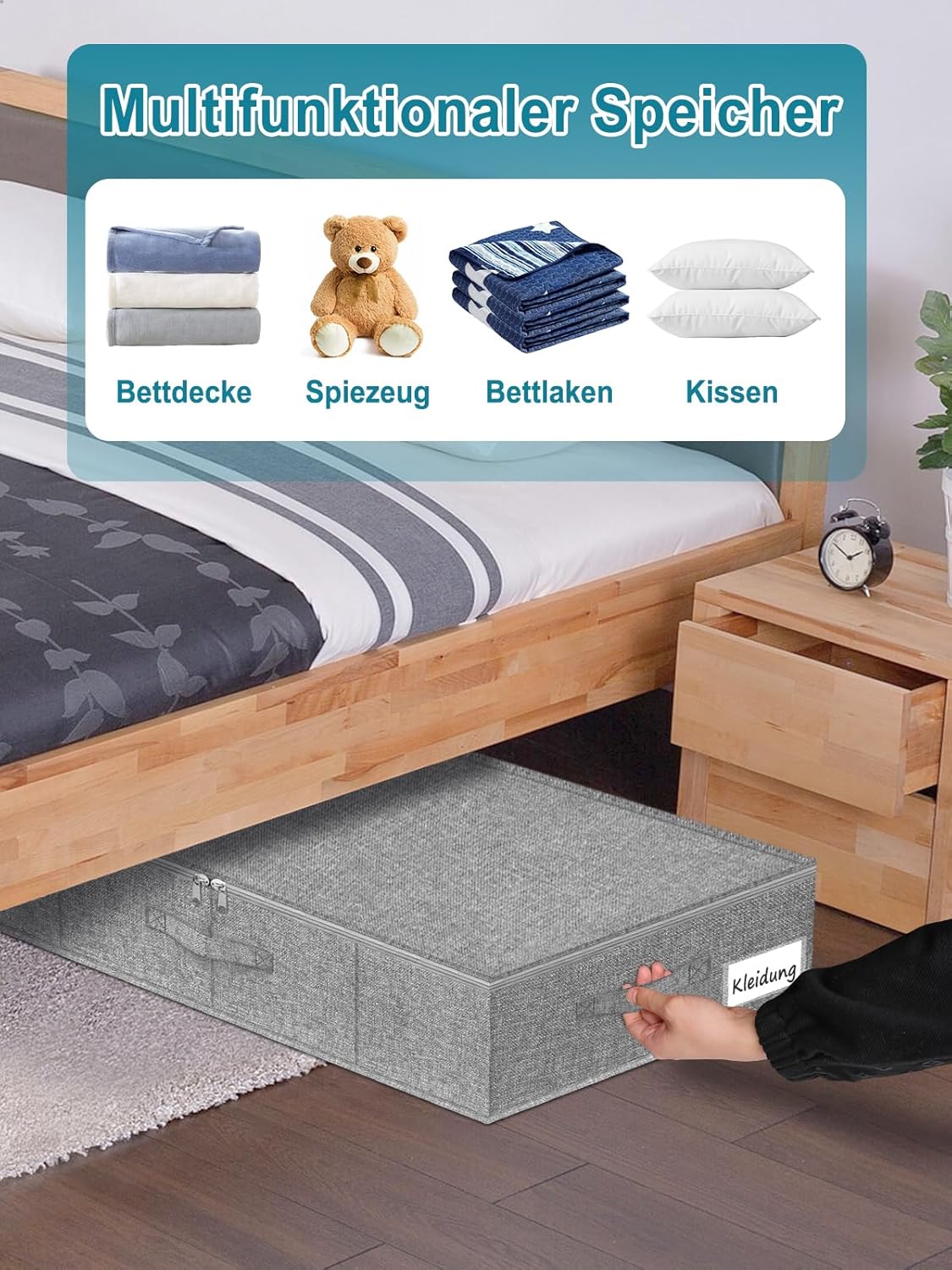 Unterbett Aufbewahrungsboxen, Grau 2