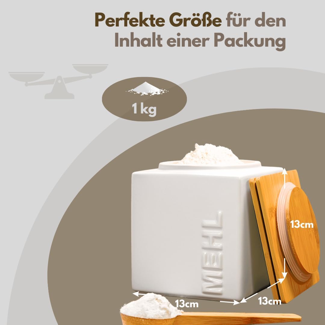Luftdichter Mehlbehälter, Mehl Weiss