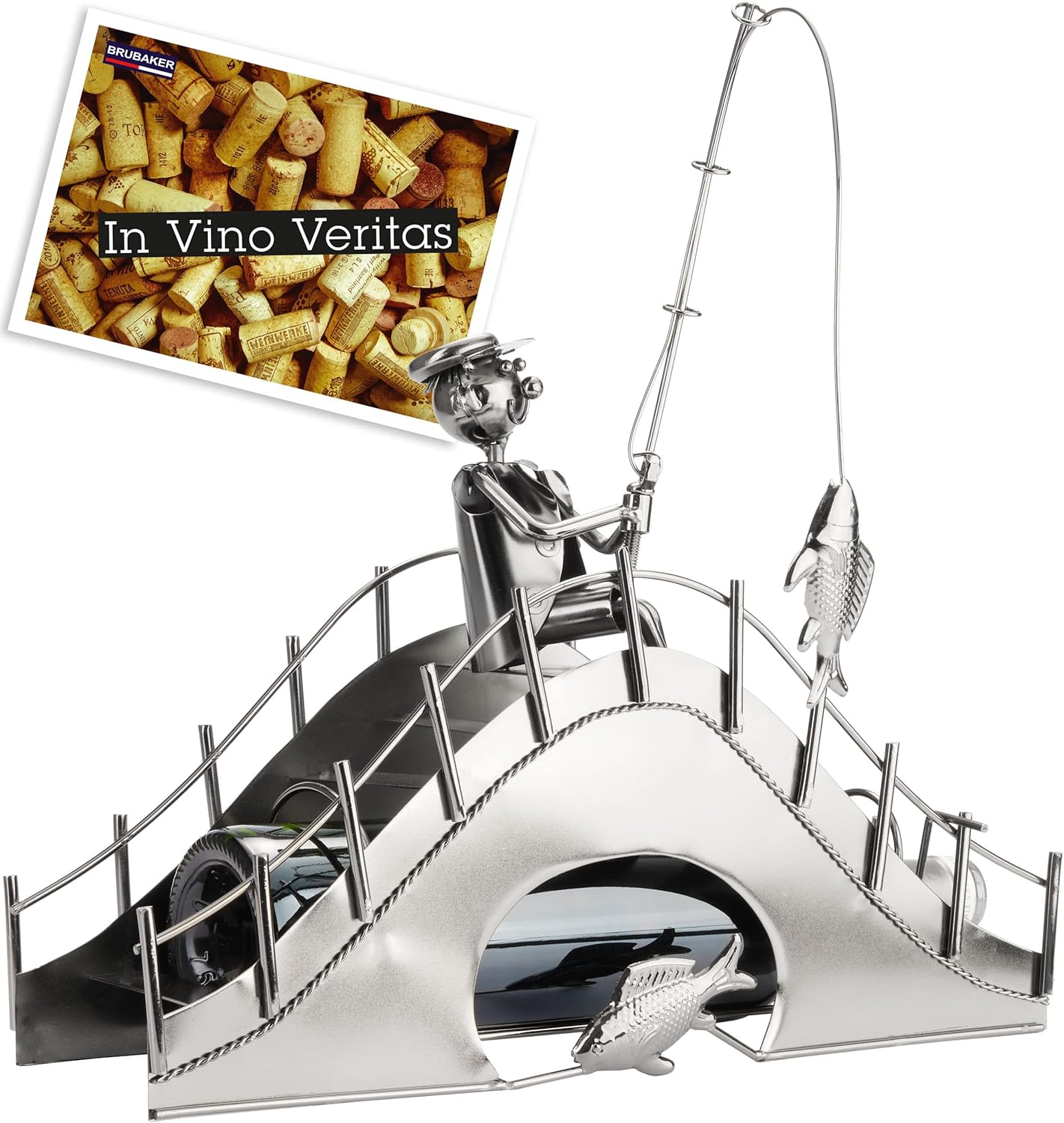 Flaschenhalter Angler auf einer Brücke
