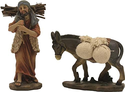 Krippenfiguren - Holzträger mit Esel