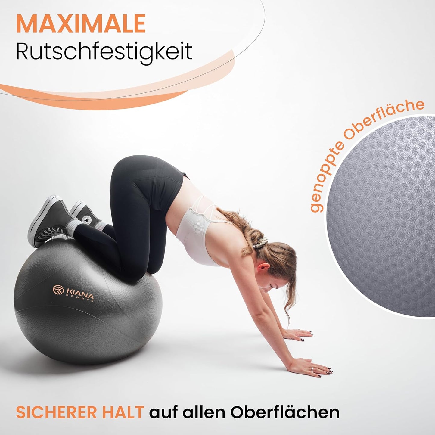 Gymnastik- und Sitzball mit Noppen (inkl. Pumpe), Dunkelgrau S (für Körpergröße bis 150 cm)