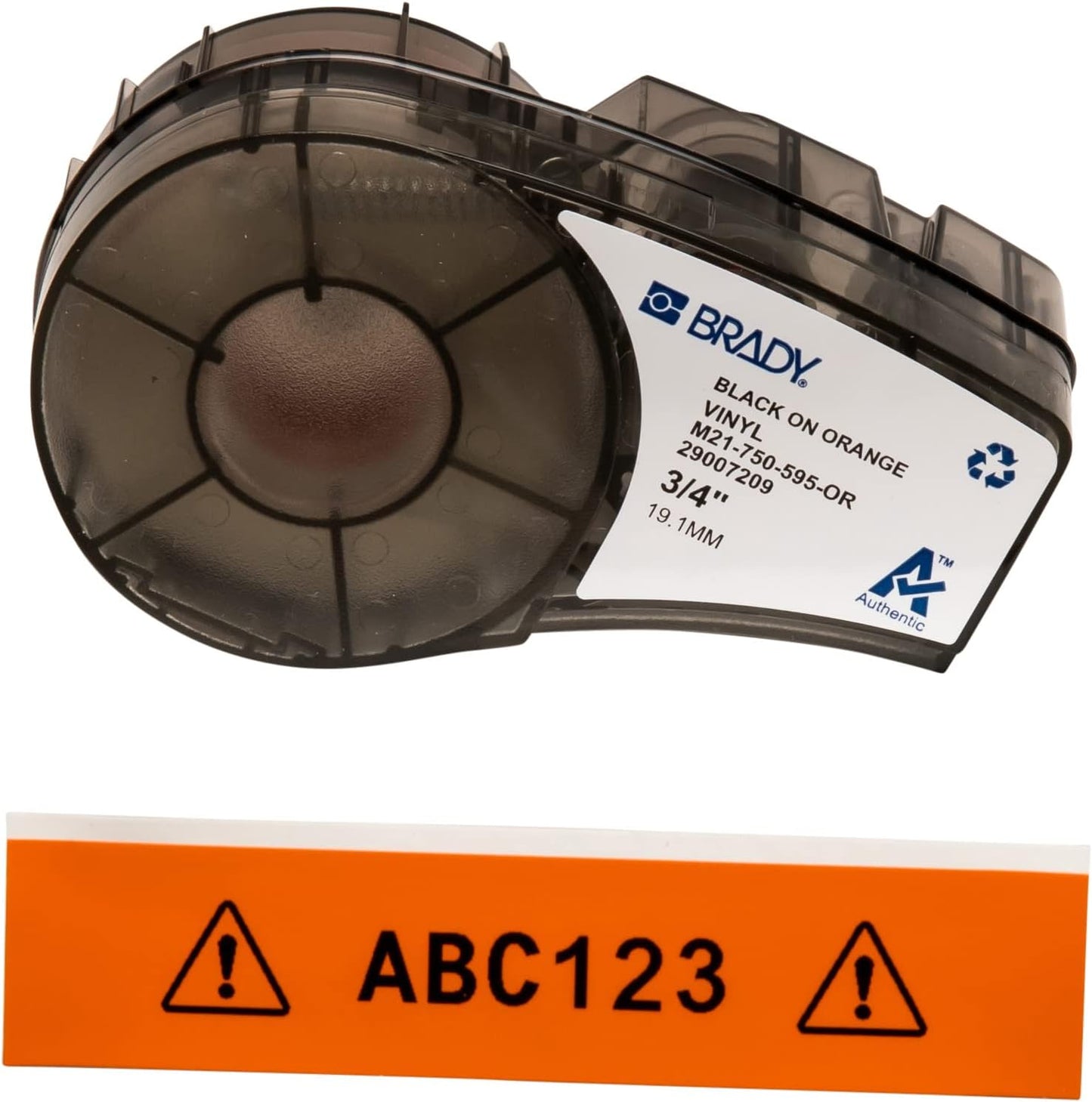 Vinyl-Etikettenband für Etikettendrucker, Etikett Vinyl - Schwarz auf Orange, 19.05 mm x 6.40 m Labor & Sicherheit und Anlage