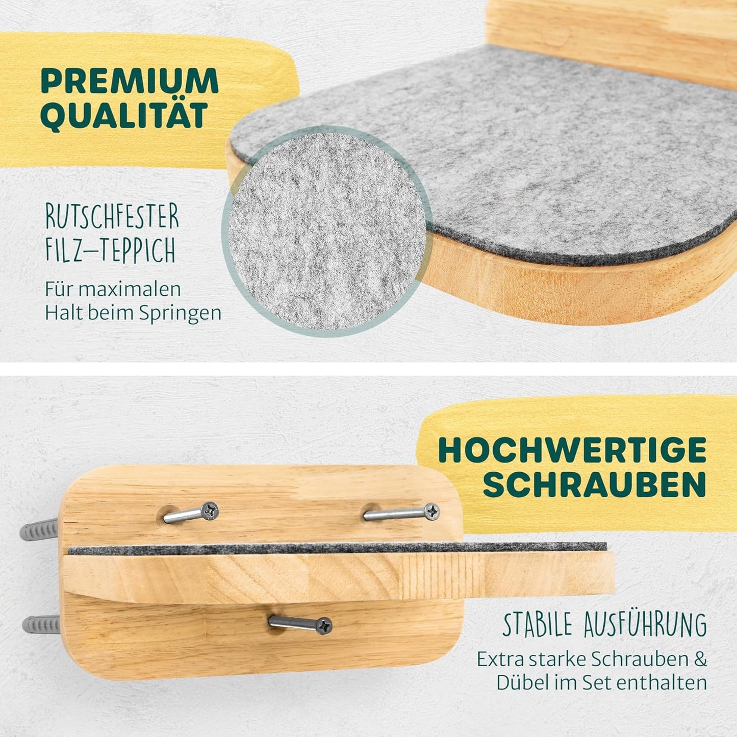 Katzentreppen-Set für Wandmontage, 3x Stufen L