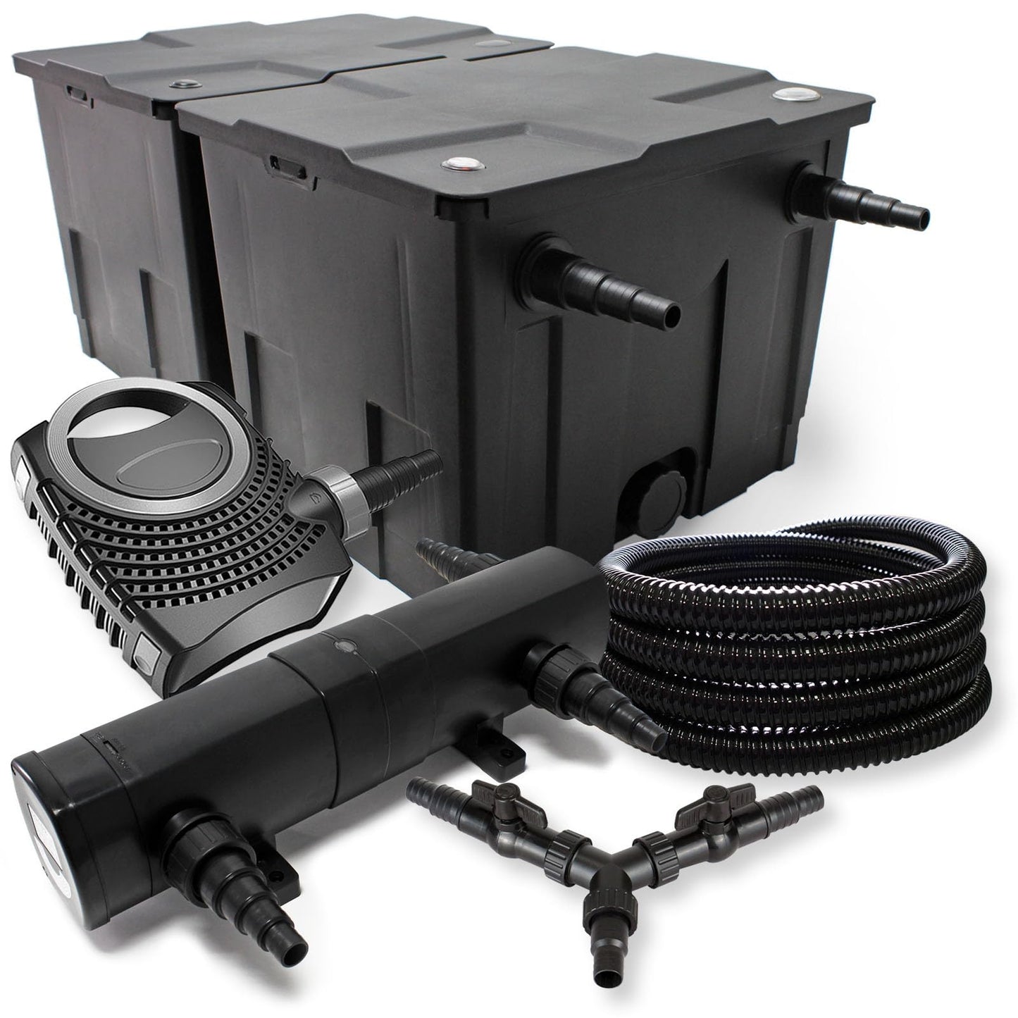 Teichfilter-Komplettset mit Filter und Pumpe, CUV-218,18W,25m