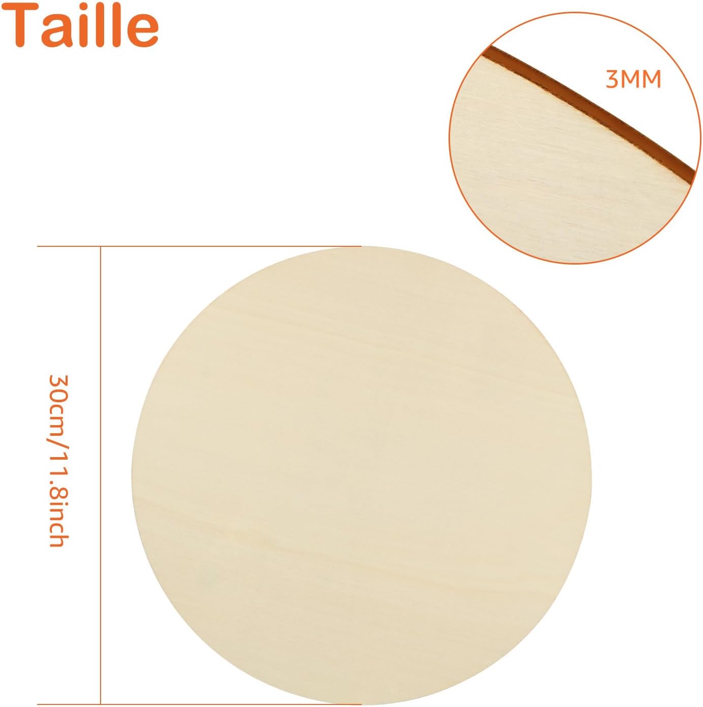 Runde Holzscheiben für DIY und Dekoration (20 Stück, 30 cm), 20Stk-30CM-3MM