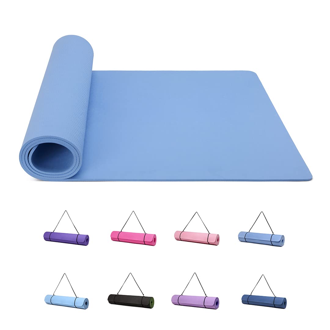 Rutschfeste Yogamatte, Blau 6 mm
