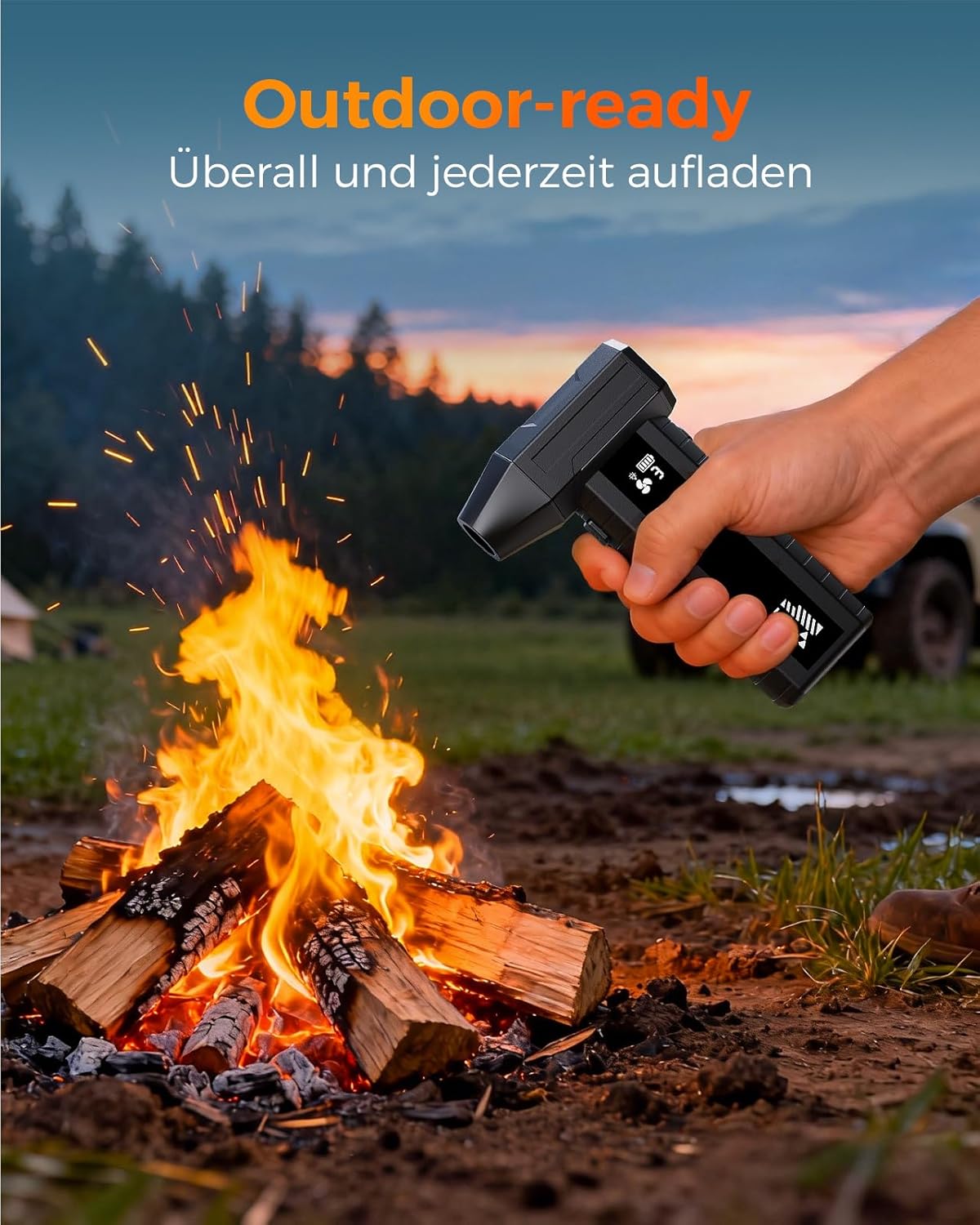 Elektrischer Air Duster W20B mit LED & Smart-Display, Schwarz