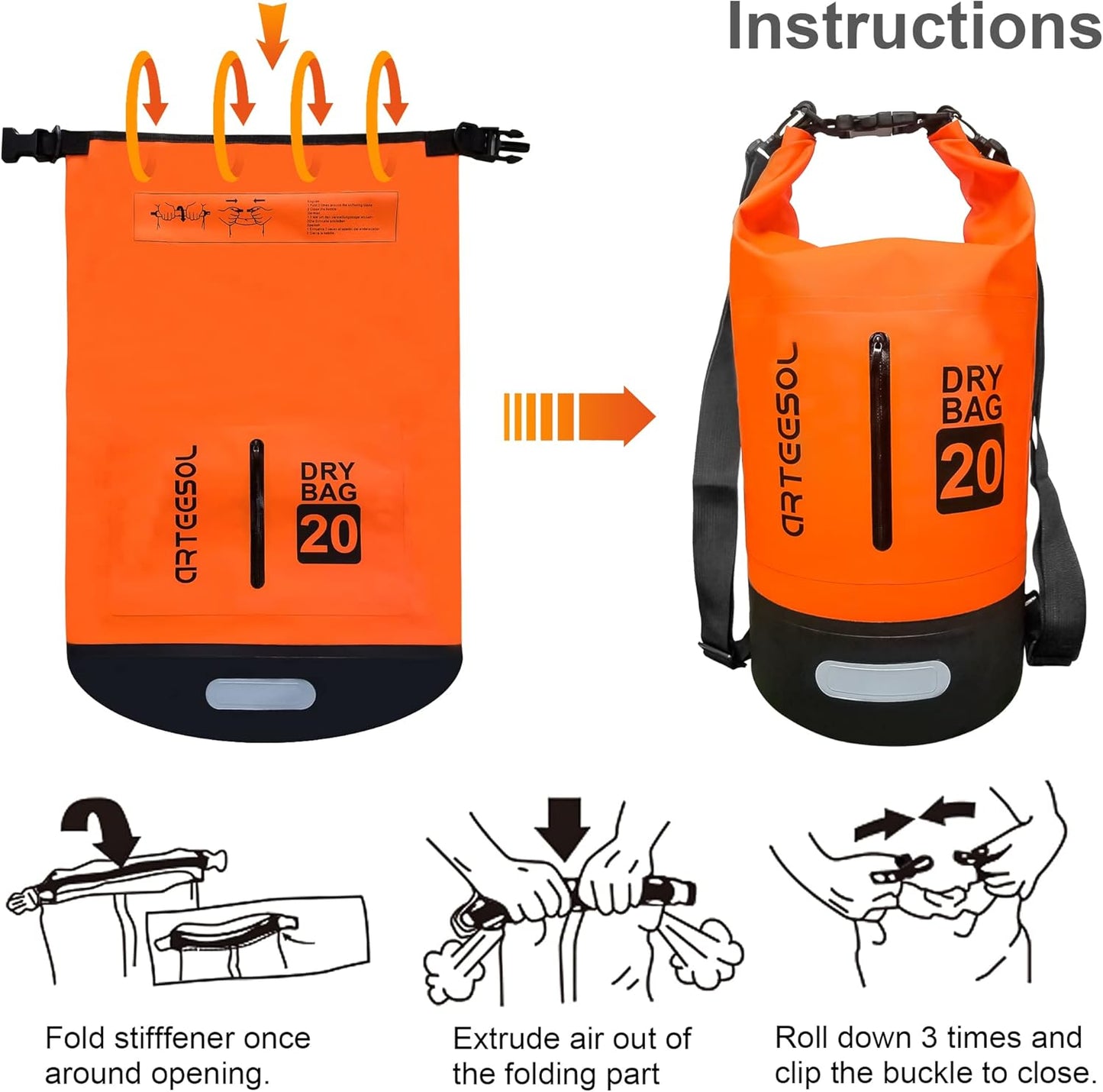 Wasserdichter Dry Bag, 30 Liter, 30L Orange