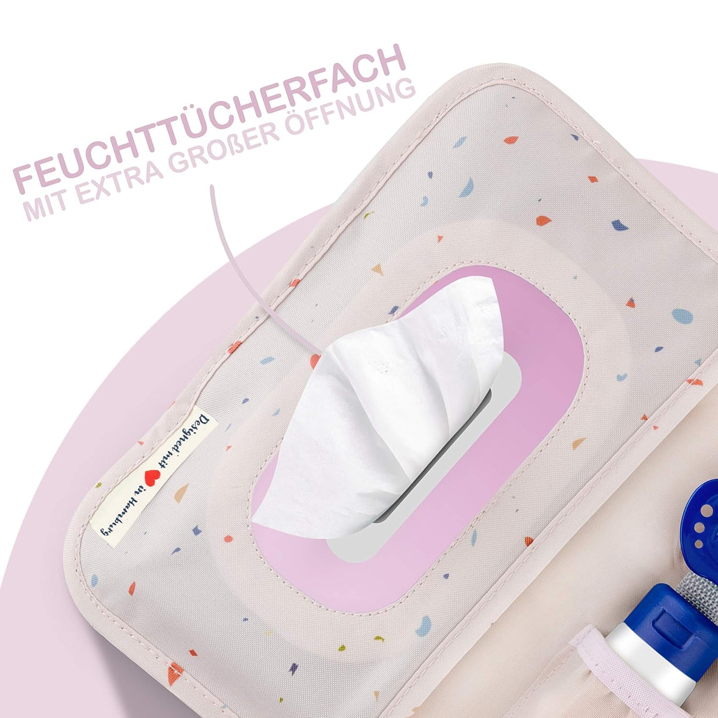 Windeltasche mit Wickelunterlage, Rosa