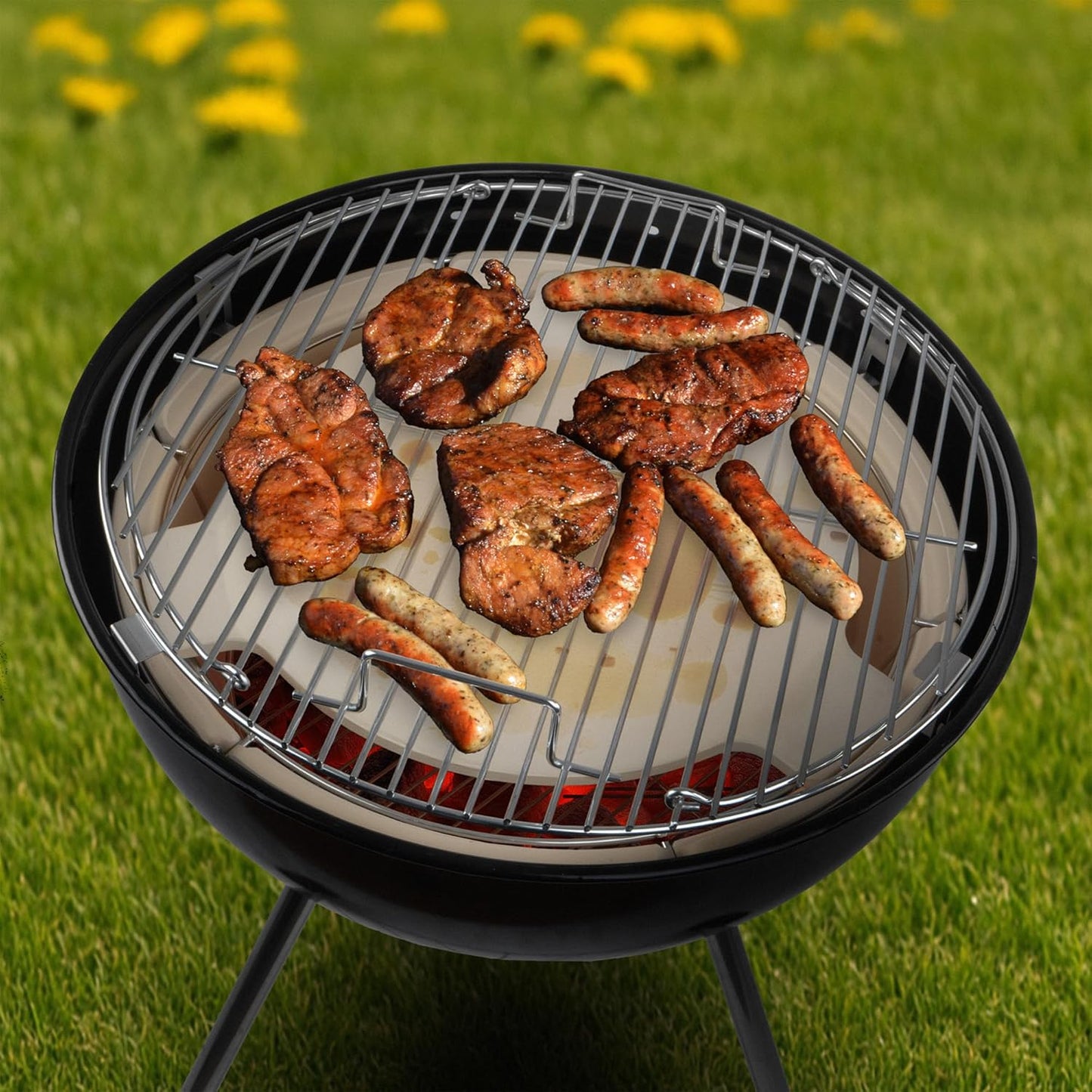 Grillaufsatz mit Pizzastein für Kugelgrill