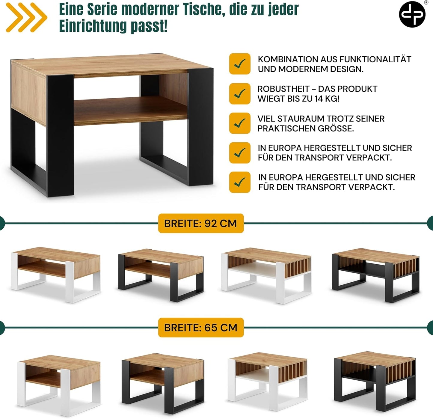 Wohnzimmertisch, Schwarz + Eiche