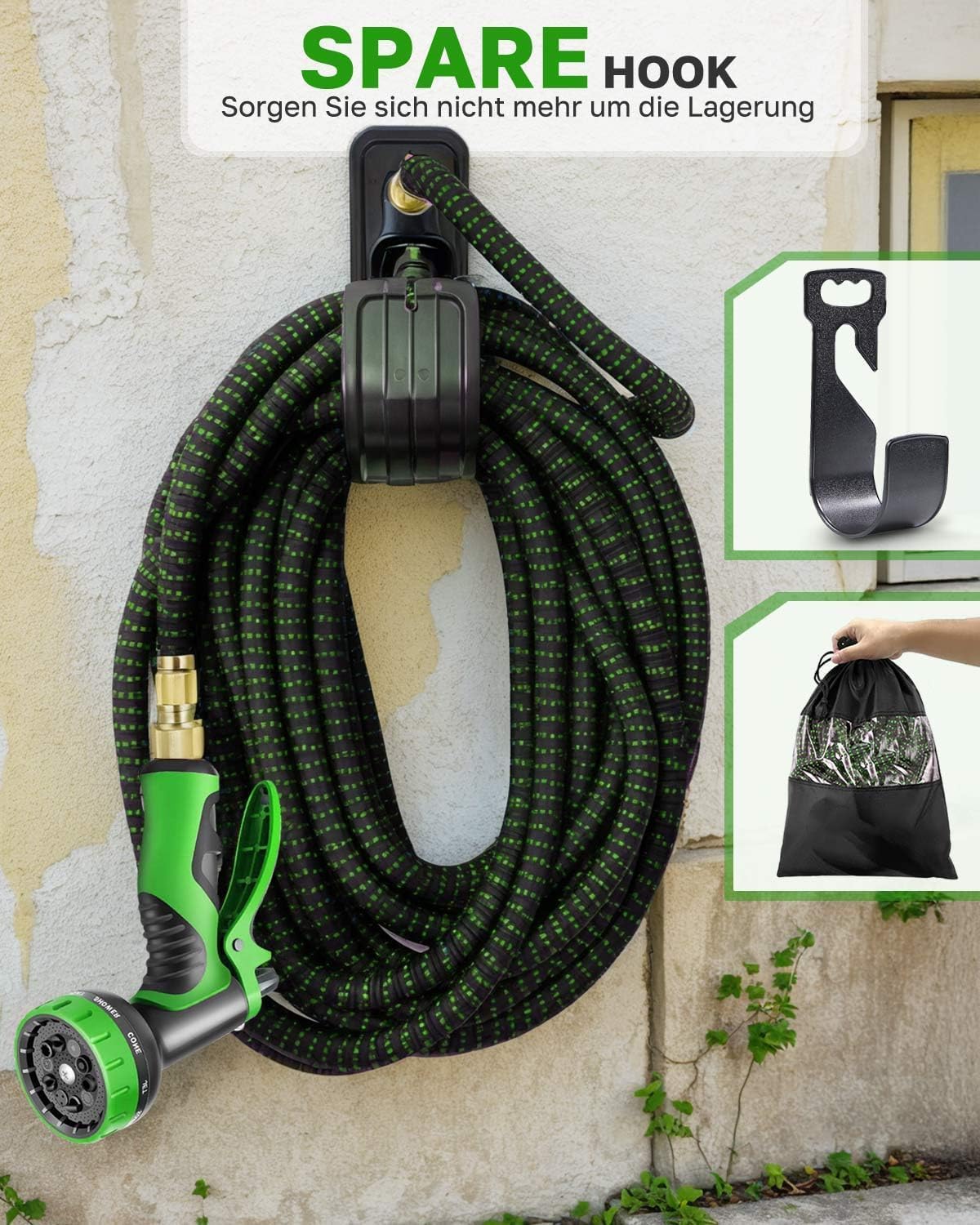 Flexibler Gartenschlauch, 30m, Grün-30m