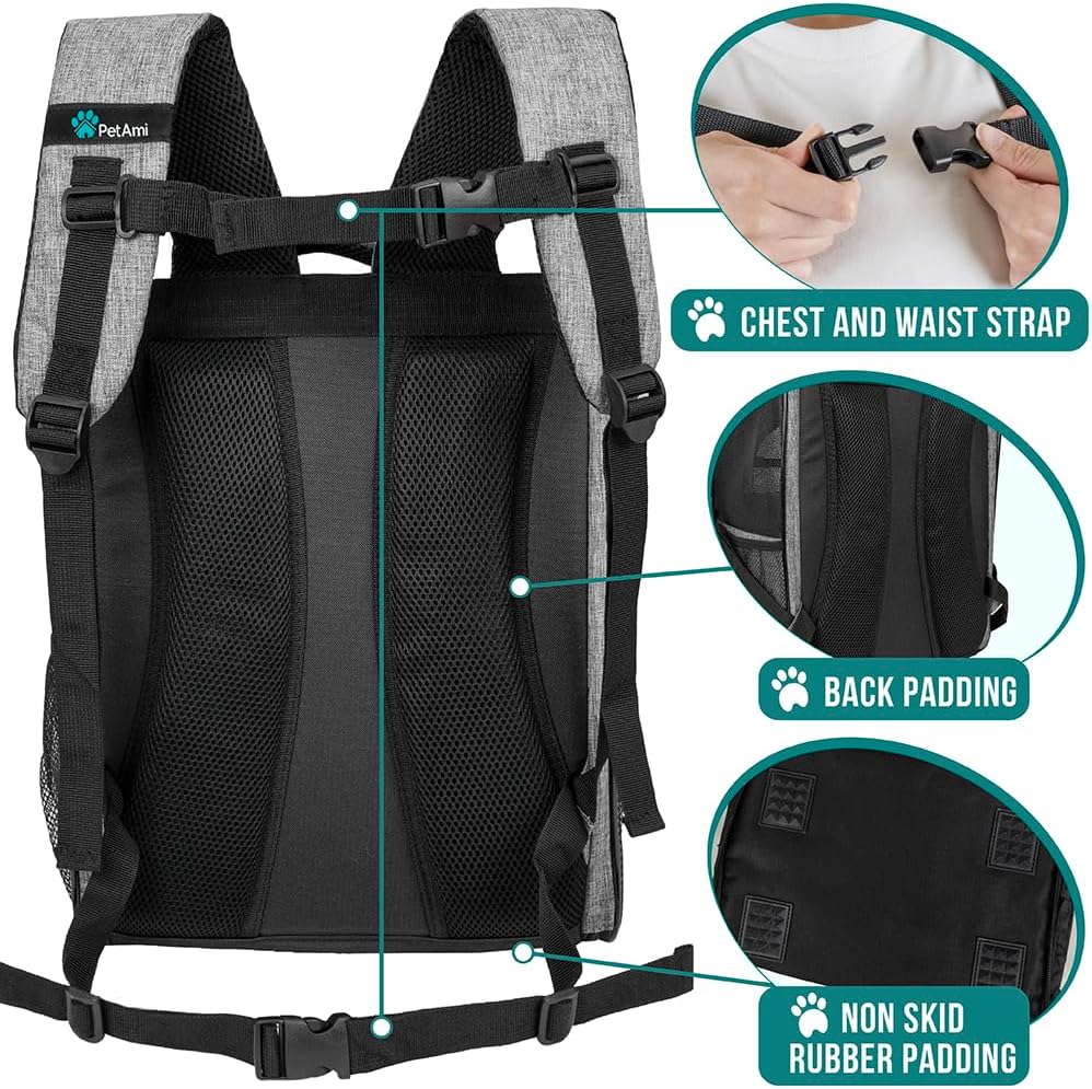 Belüfteter Hunderucksack, Meliert, grau
