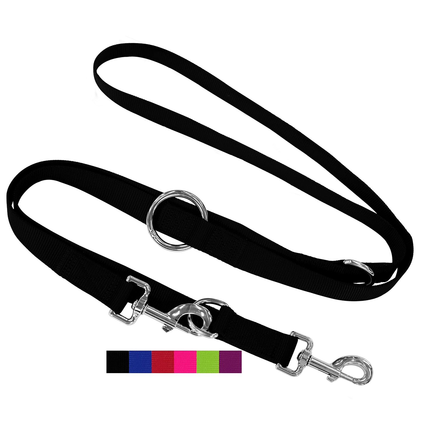 Premium Hundeleine Nylon, 2m, 3fach verstellbar, [S] - 1,5 x 200 cm Schwarz
