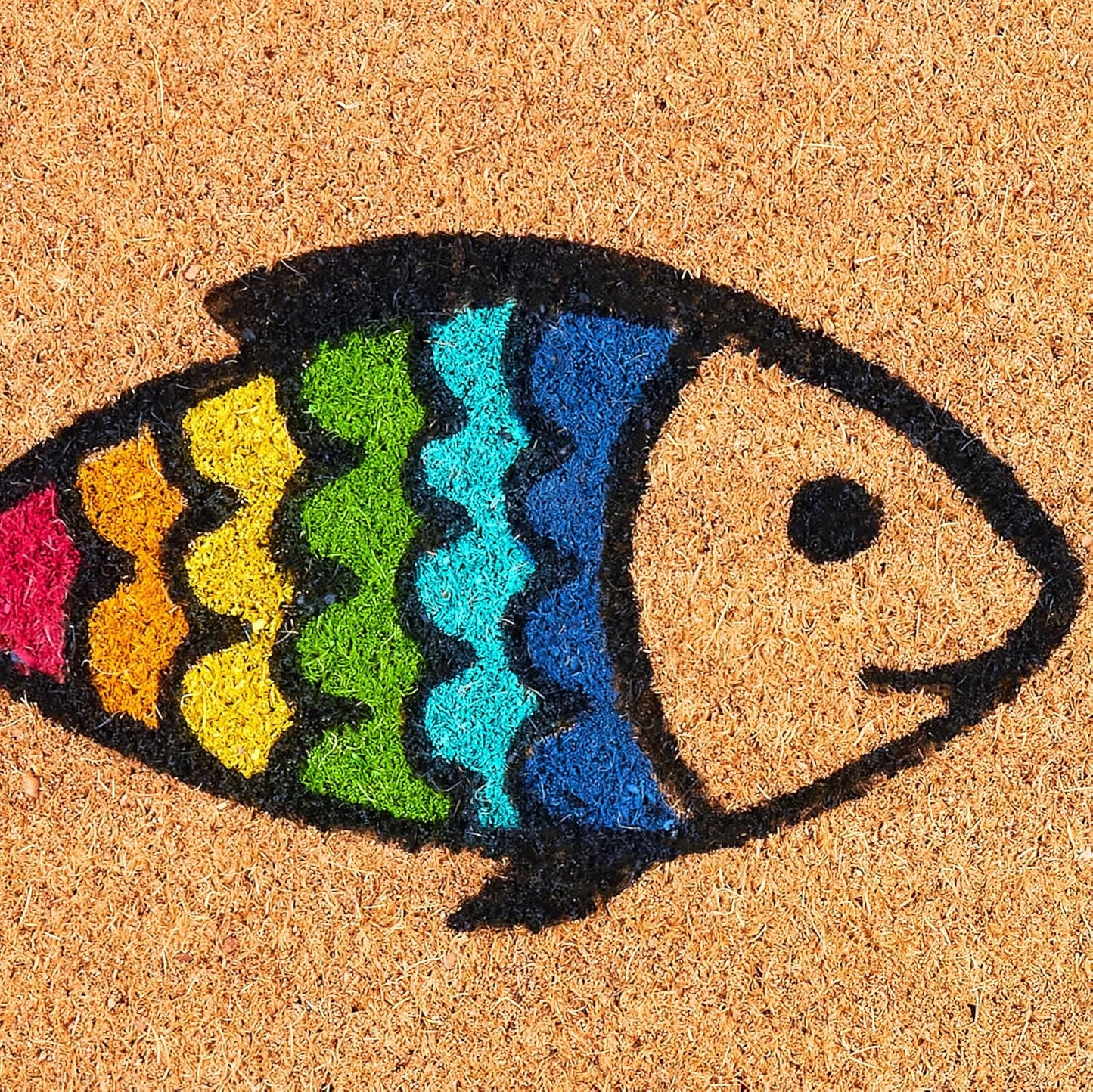Antirutsch Fussmatte, Welcome - Regenbogen Fische