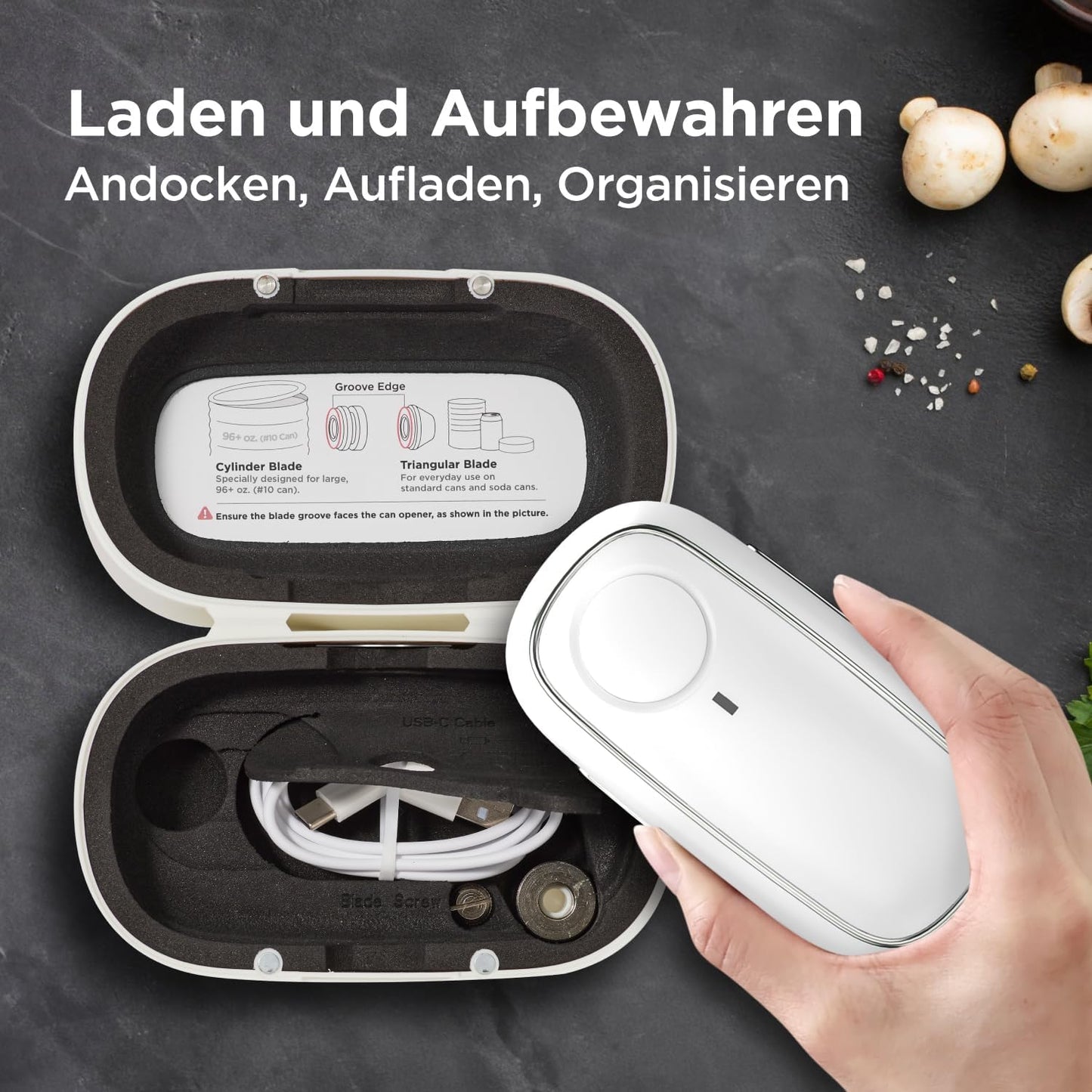 Wiederaufladbarer Dosenöffner Orbit One, Weiß