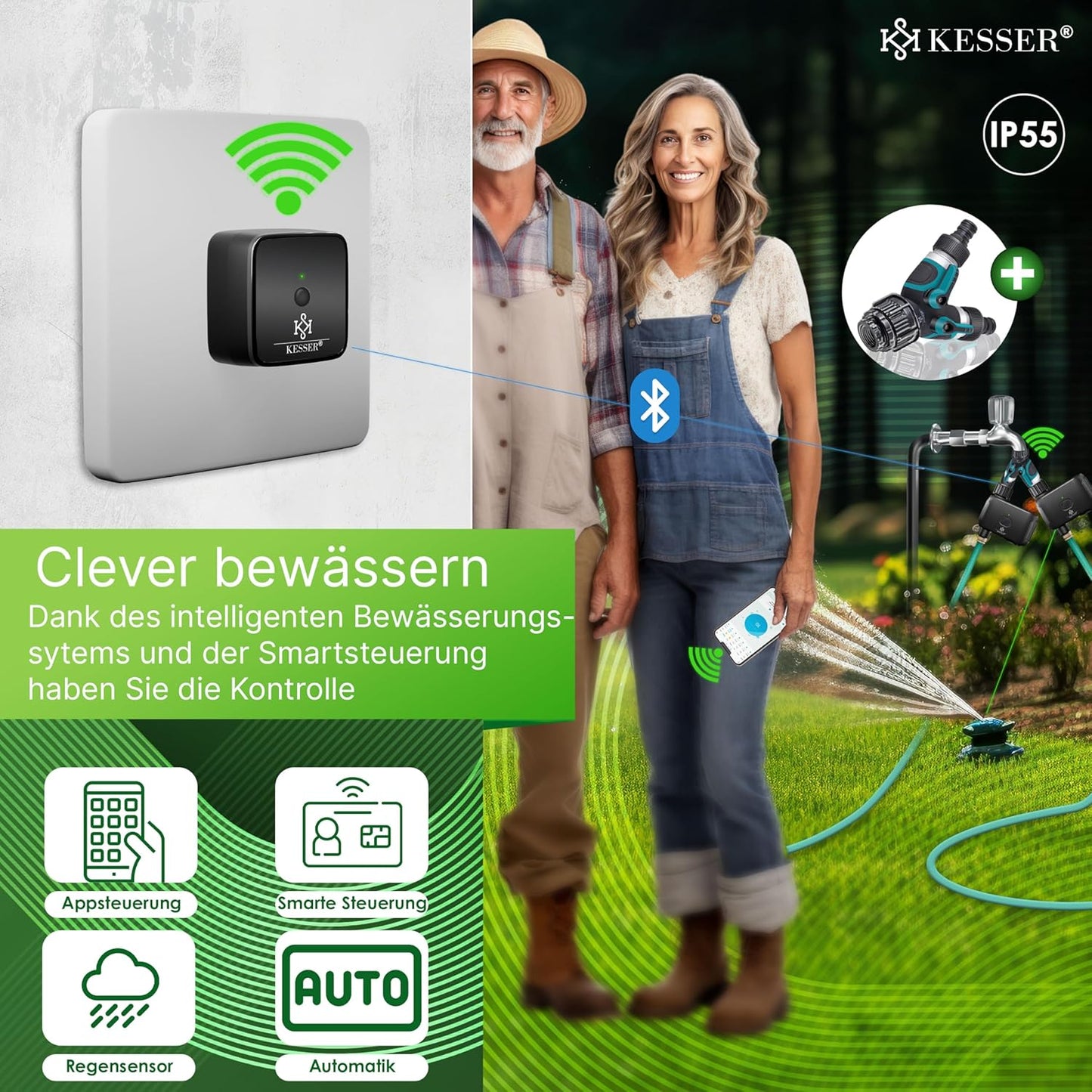 Bewässerungssteuerung mit App & Sprachsteuerung, Schwarz / Anthrazit