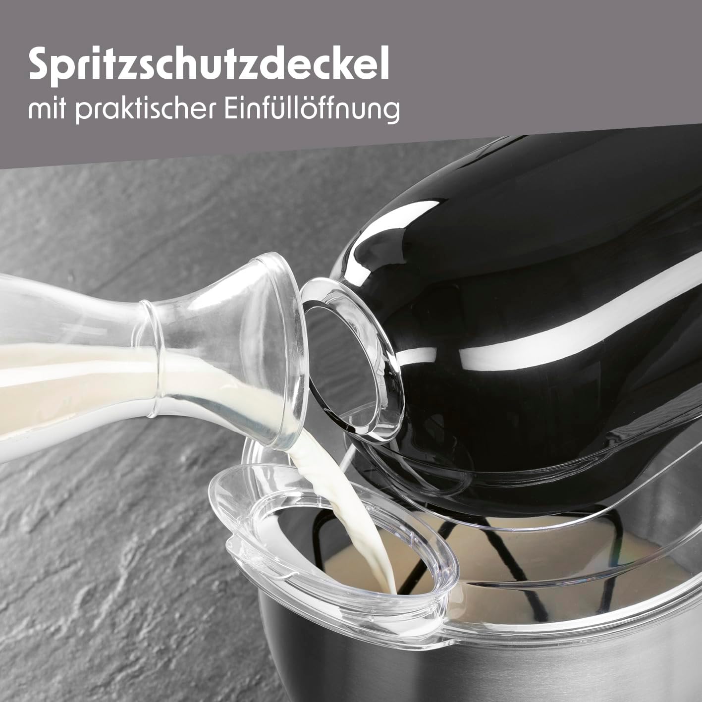 Multifunktionale Küchenmaschine mit Rührschüssel, Schwarz