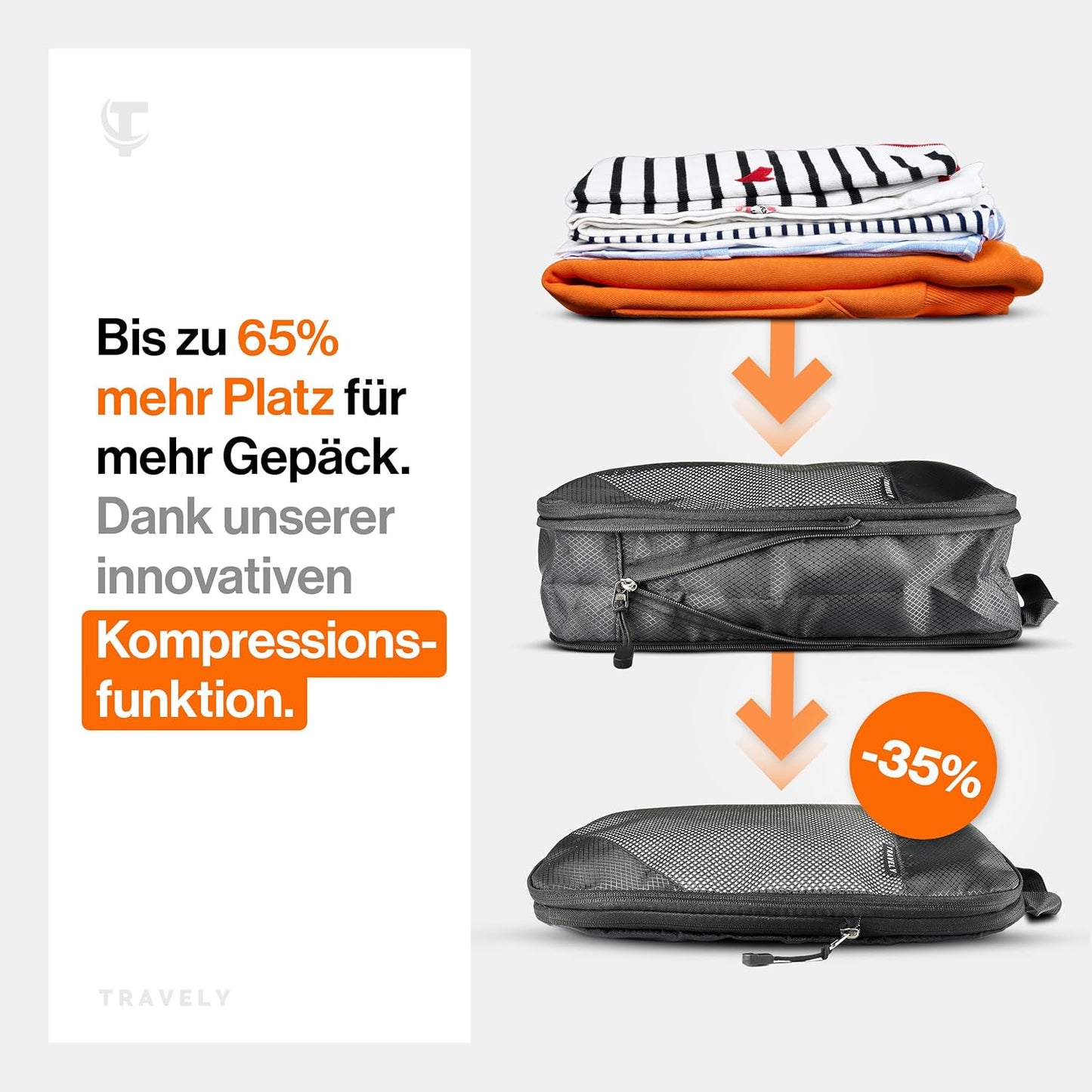 5-teiliges Packwürfel-Set, Schwarz 5 Teile Gr. Set