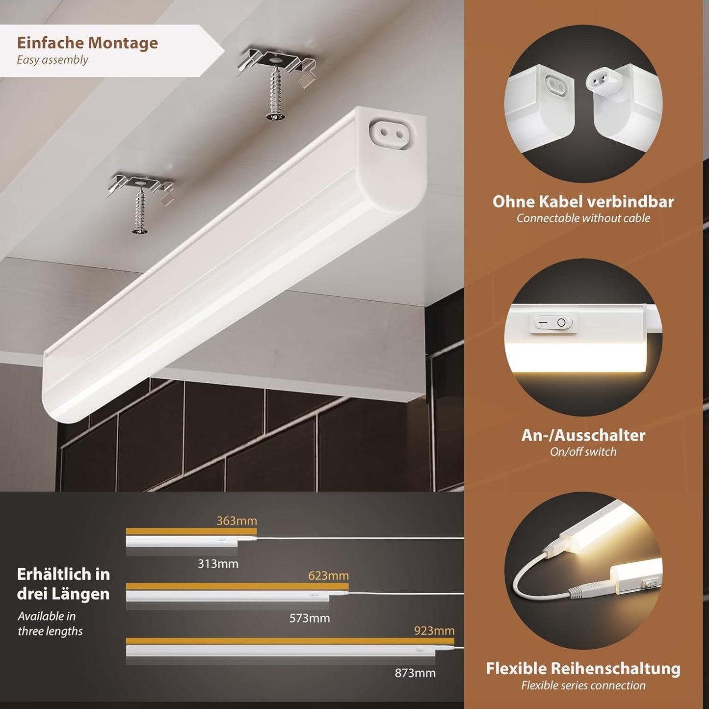 2-teilgies LED-Unterbau-Leuchten Set, 2er Set|87,3cm / 1002lm (10,4w)