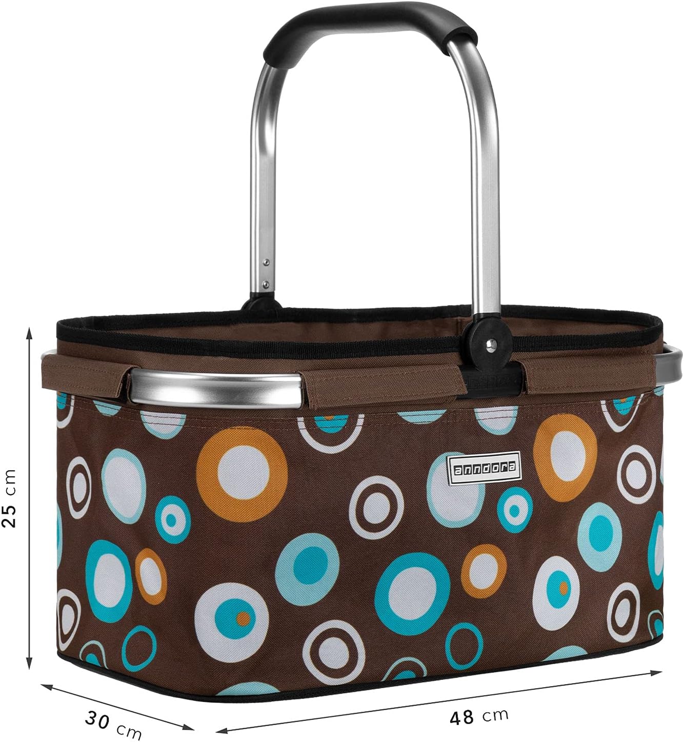 Einkaufskorb Retro, Braun Hellblau