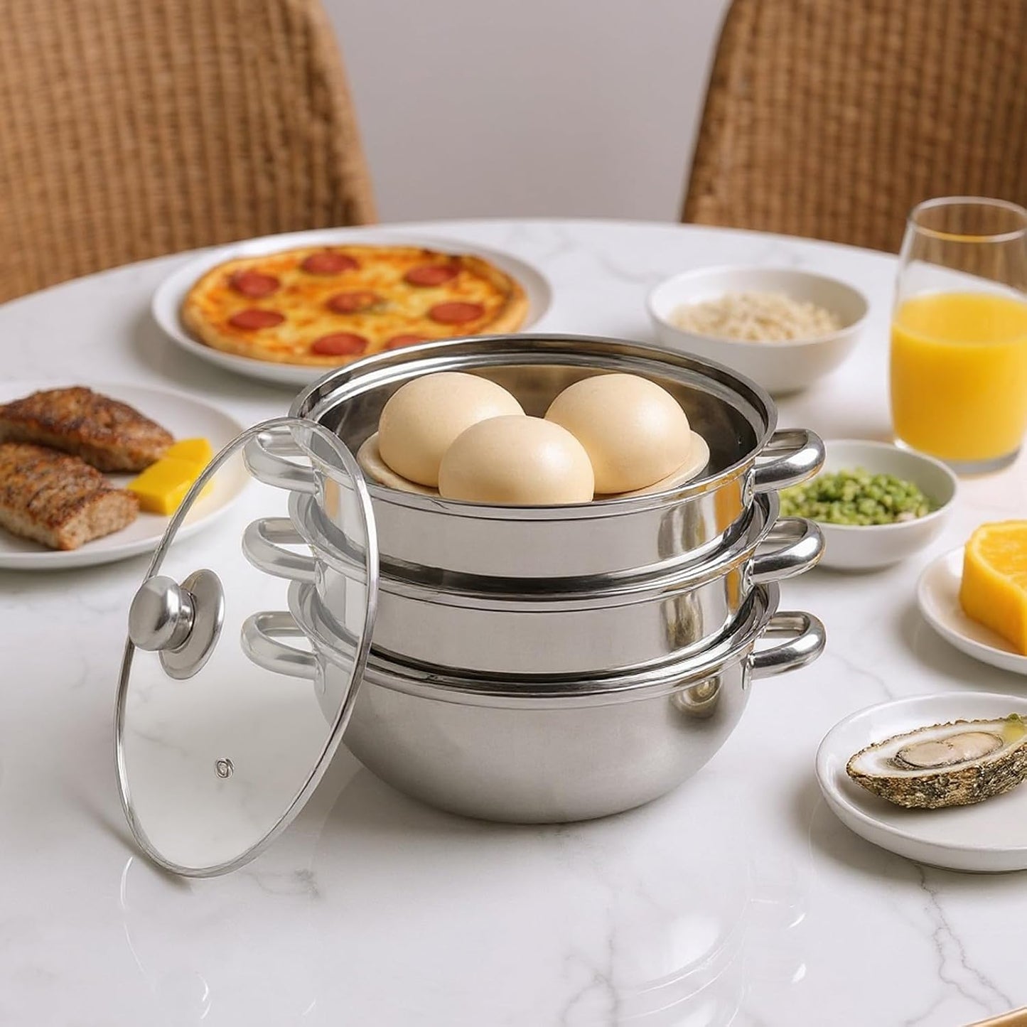 Edelstahl-Dampfgarer-Set