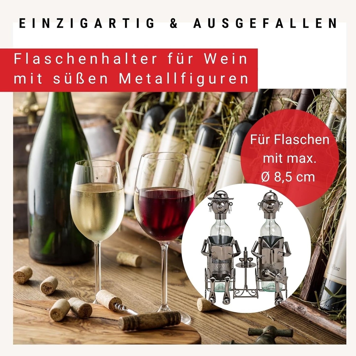 Weinflaschenhalter Deko-Figur Set, mit Figuren