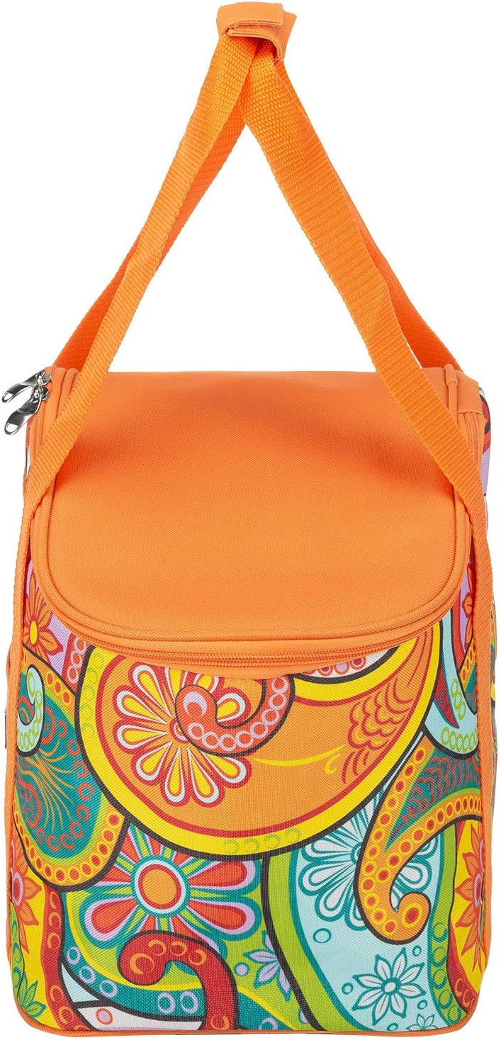 Pflegeleichte Kühltasche mit Zweiwege-Reissverschluss, paisley orange