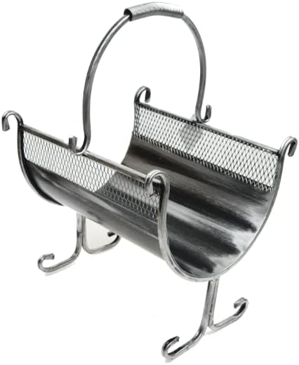 Kaminholzkorb aus Metall, Silber