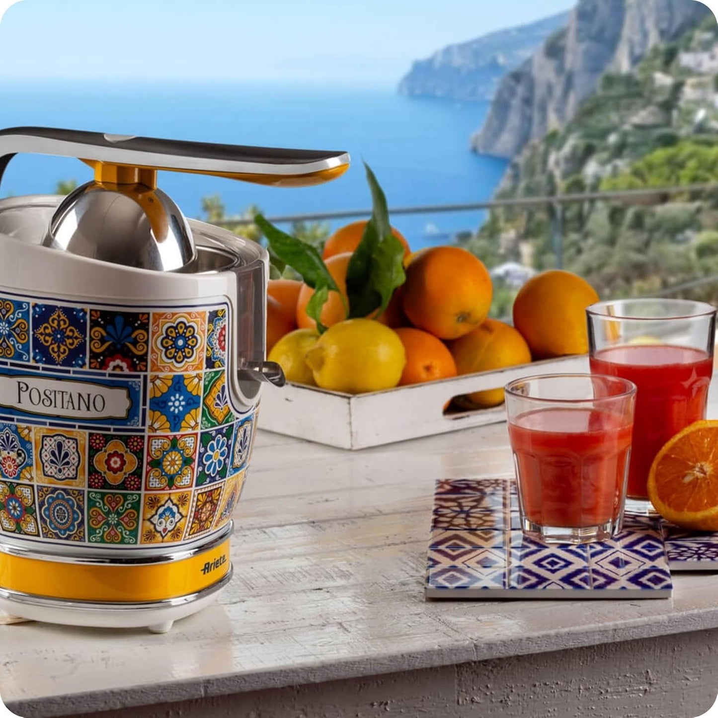413 Zitruspresse Positano, Weiss und Gelb