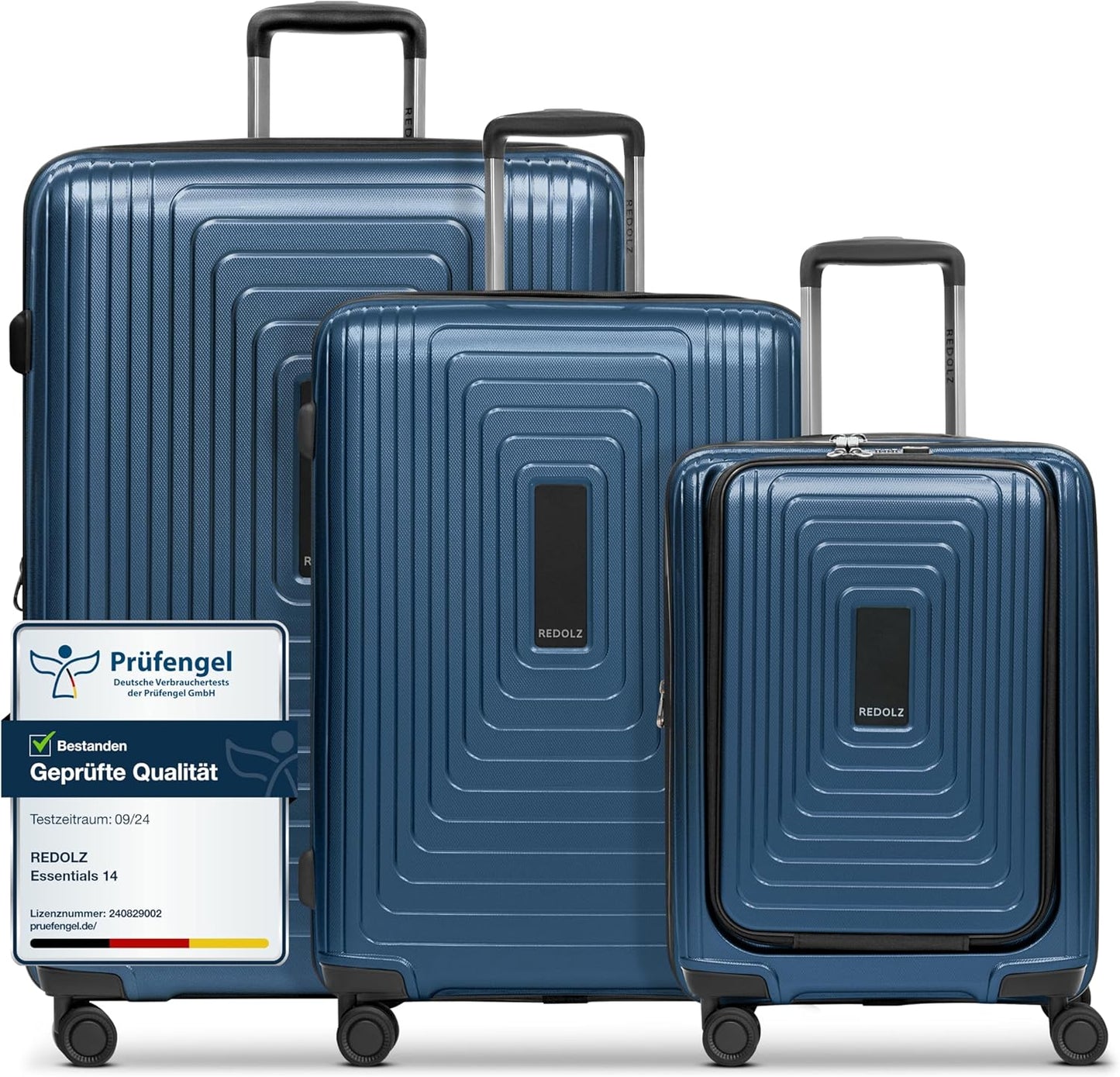 Essentials 14 Kofferset 3-teilig mit Dehnfalte, Dark Blue Metallic Trolley 3-SET erweiterbar