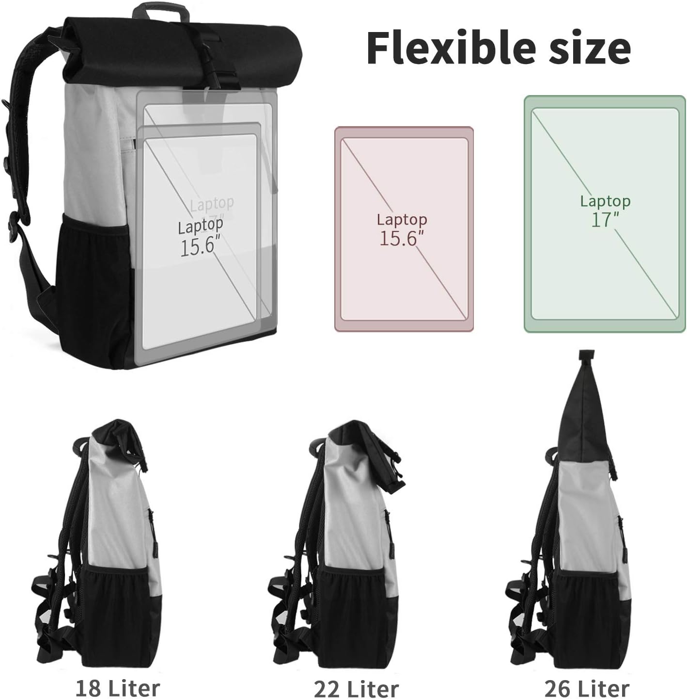 Rolltop Rucksack mit Laptopfach, S33-blackgray