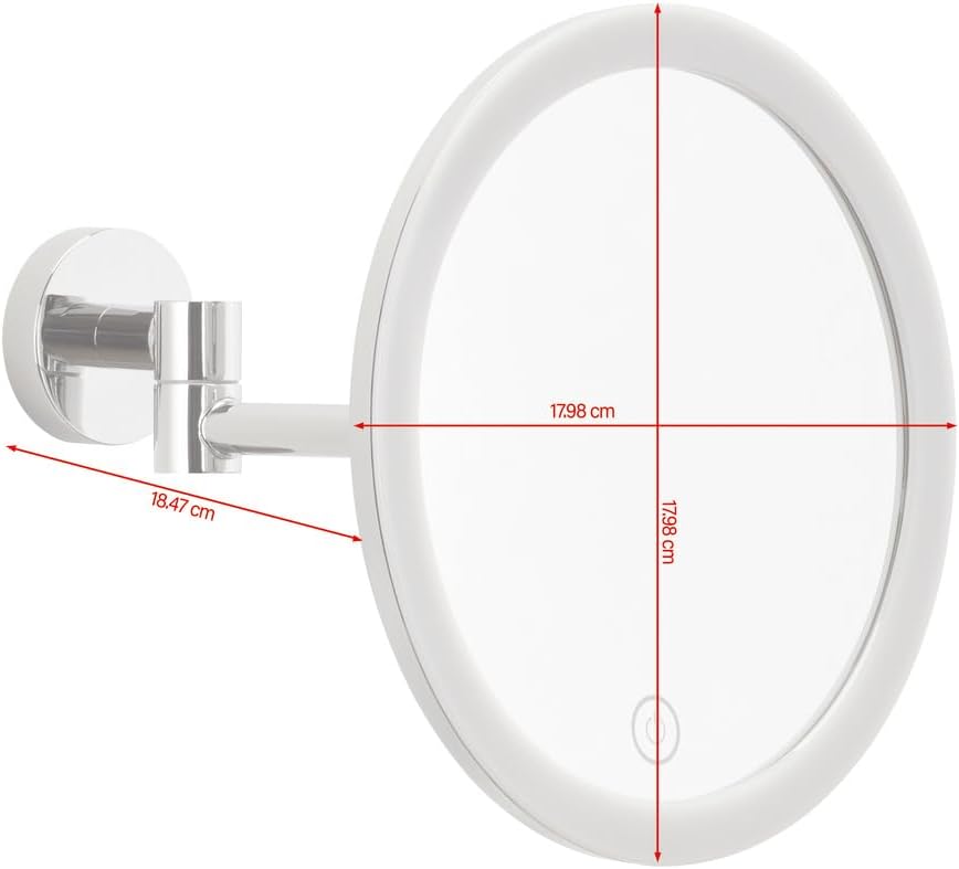 LED-Kosmetikspiegel mit dimmbarer Beleuchtung und Akku, VISIOON LED Chrom