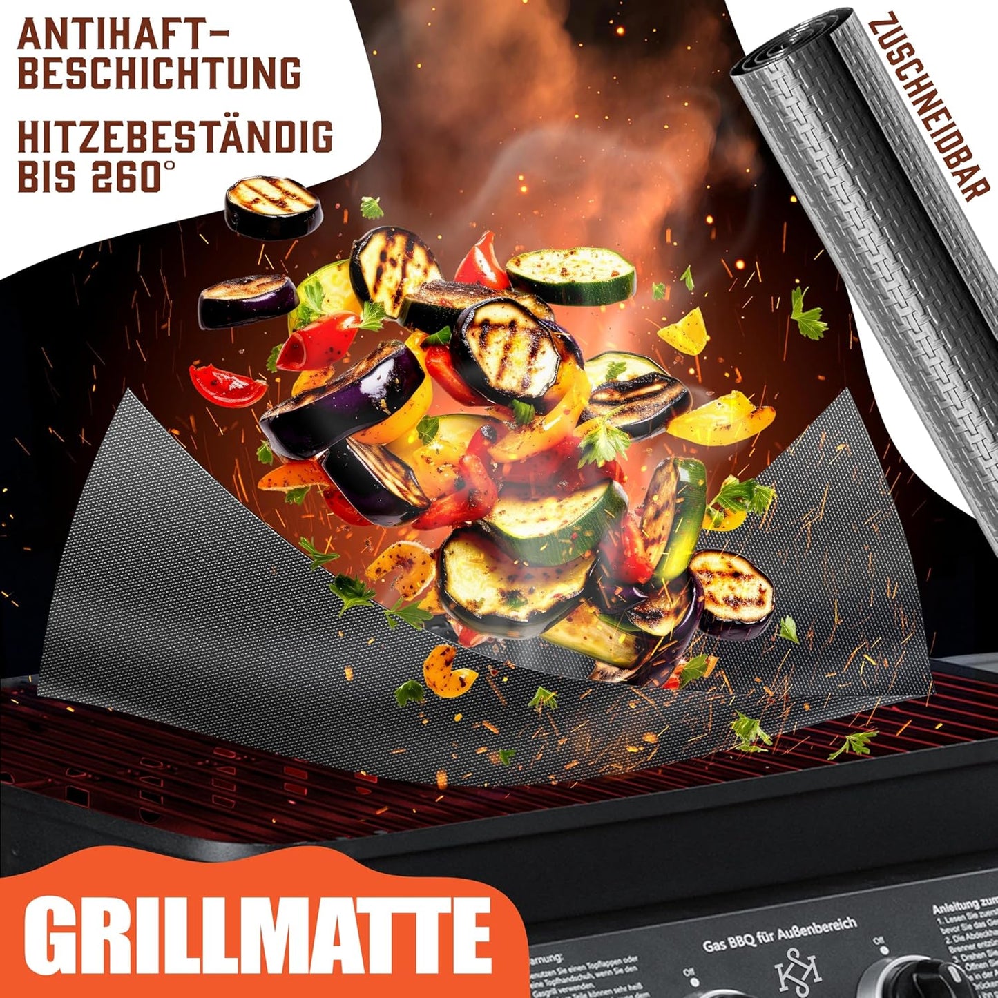 Grillbesteck-Set, Schwarz