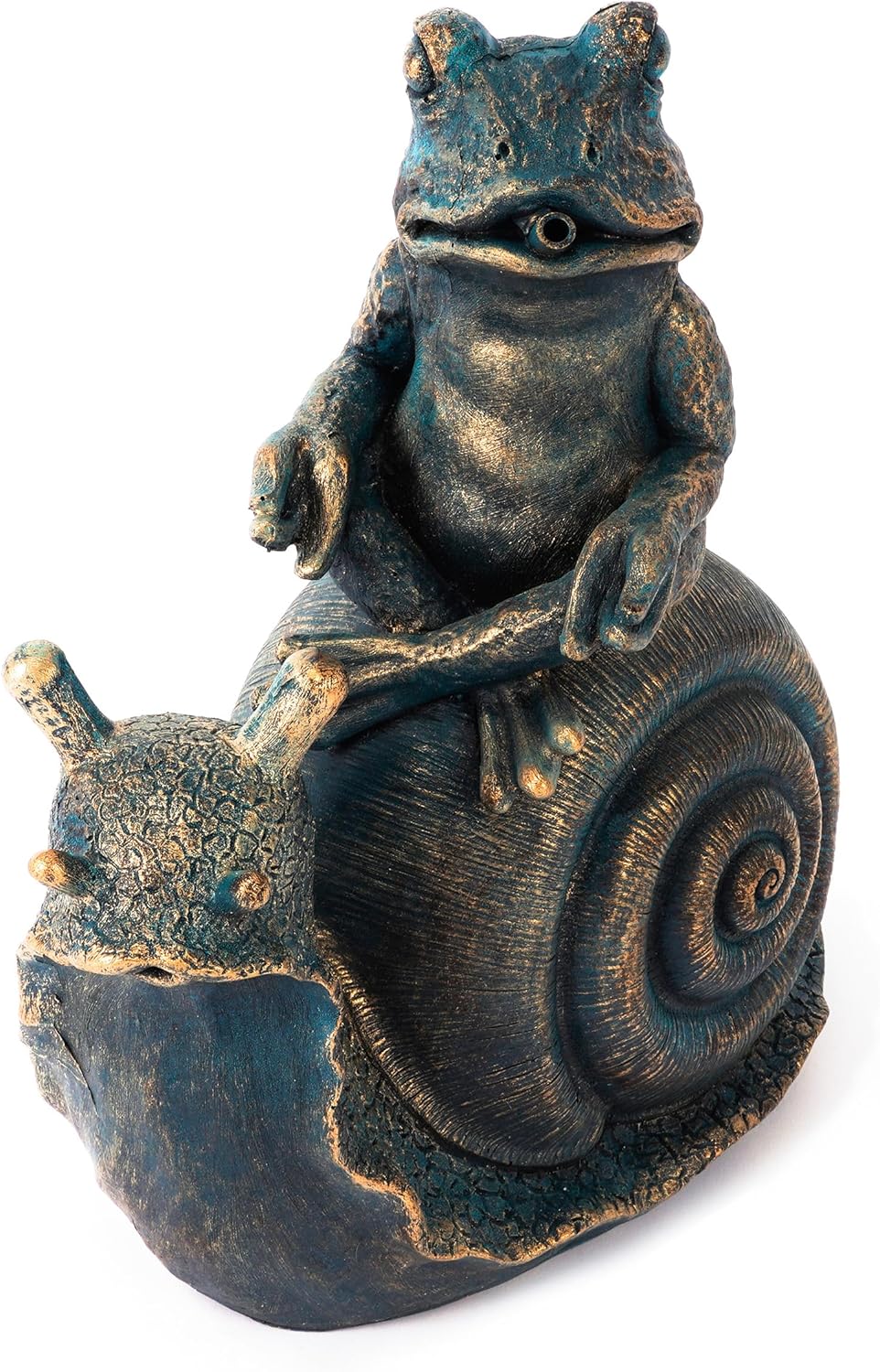 Wasserspeier-Figur Frosch auf Schnecke Lilly & Nelly
