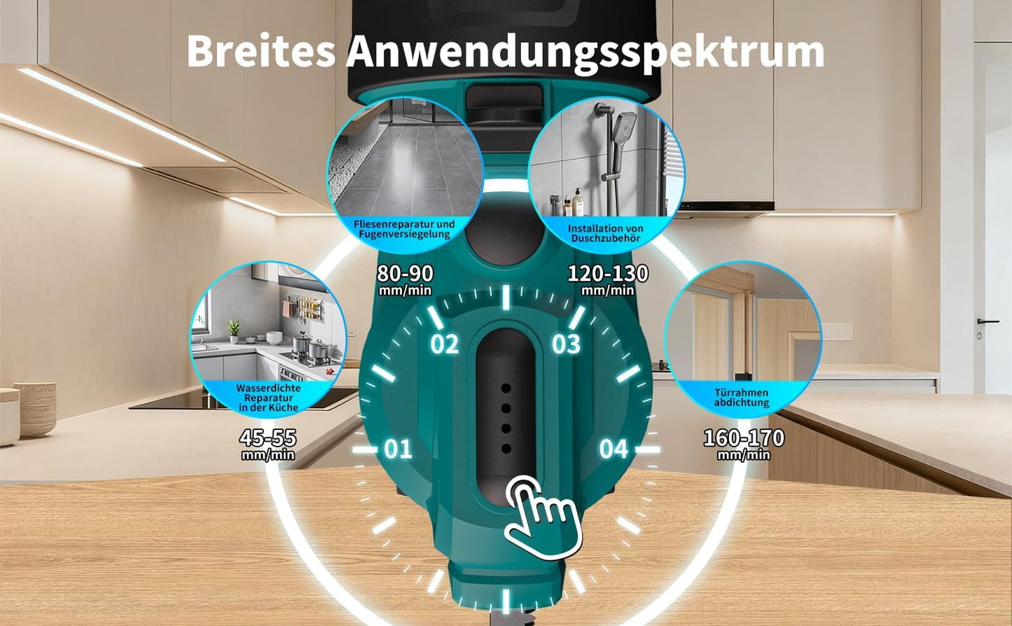 Akku Kartuschenpresse mit Anti-Tropf-Funktion und LED-Licht (ohne Akku)