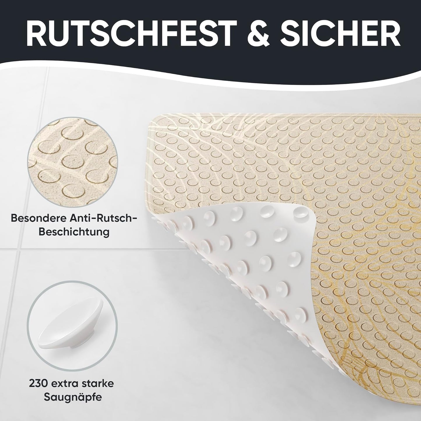 Antirutsch-Badematte, maschinenwaschbar, Hosta