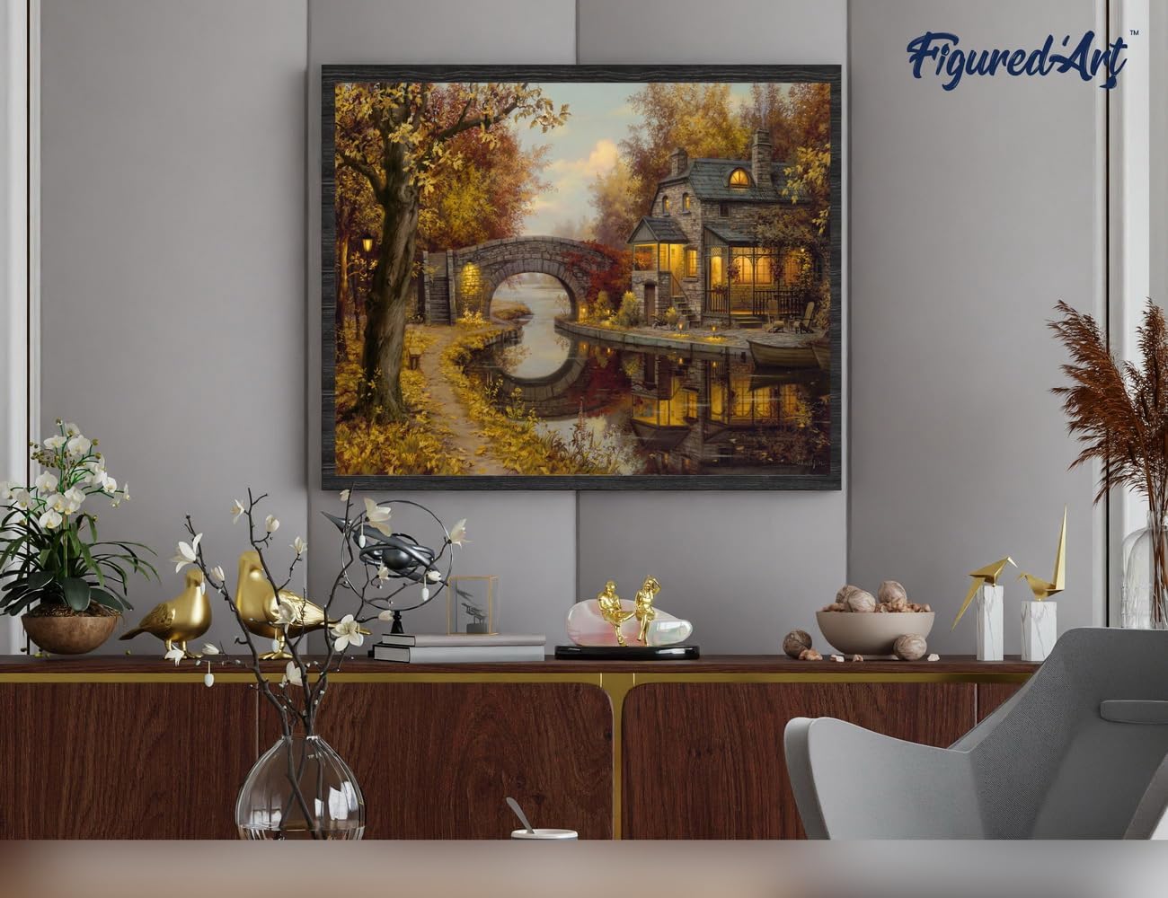 Malen Nach Zahlen Set mit Keilrahmen, Landhaus im Herbst 40x50cm Mit Keilrahmen (nicht gespannt)