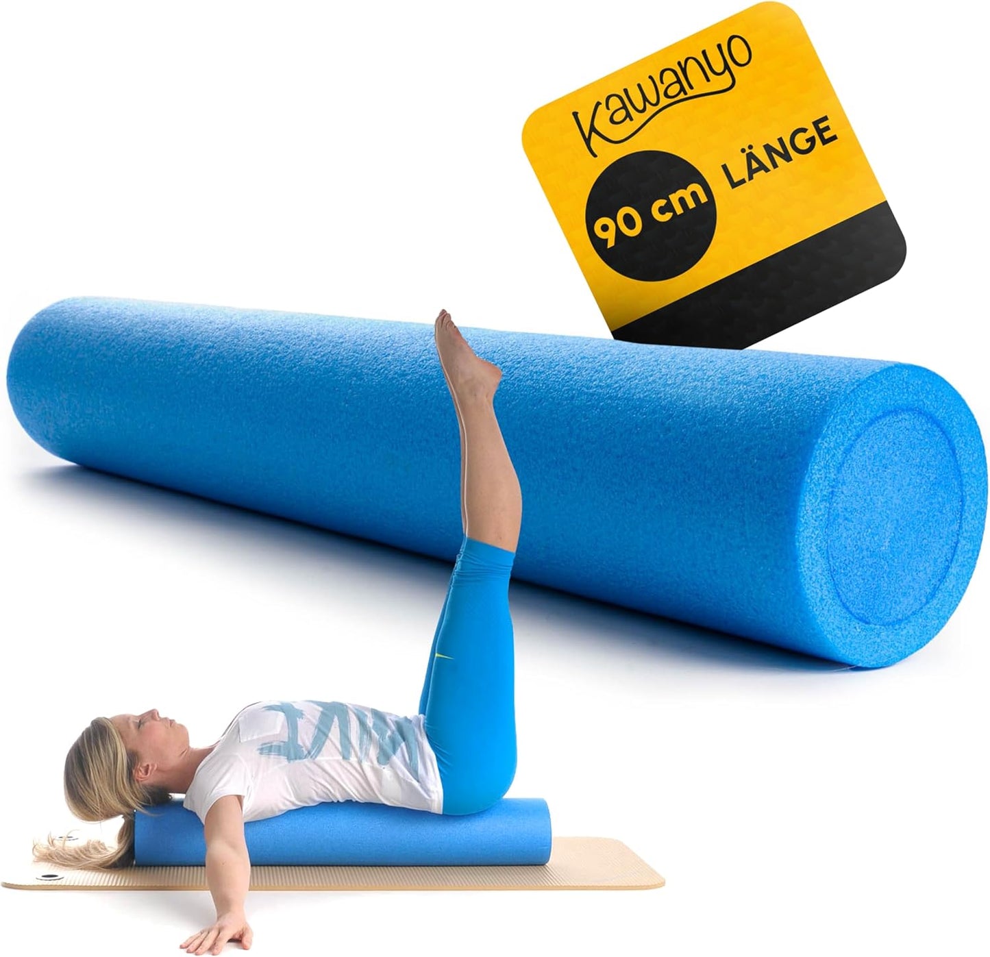 Pilates-Rolle für Stabilitäts- & Balanceübungen, 1 x 90 cm (Blau)